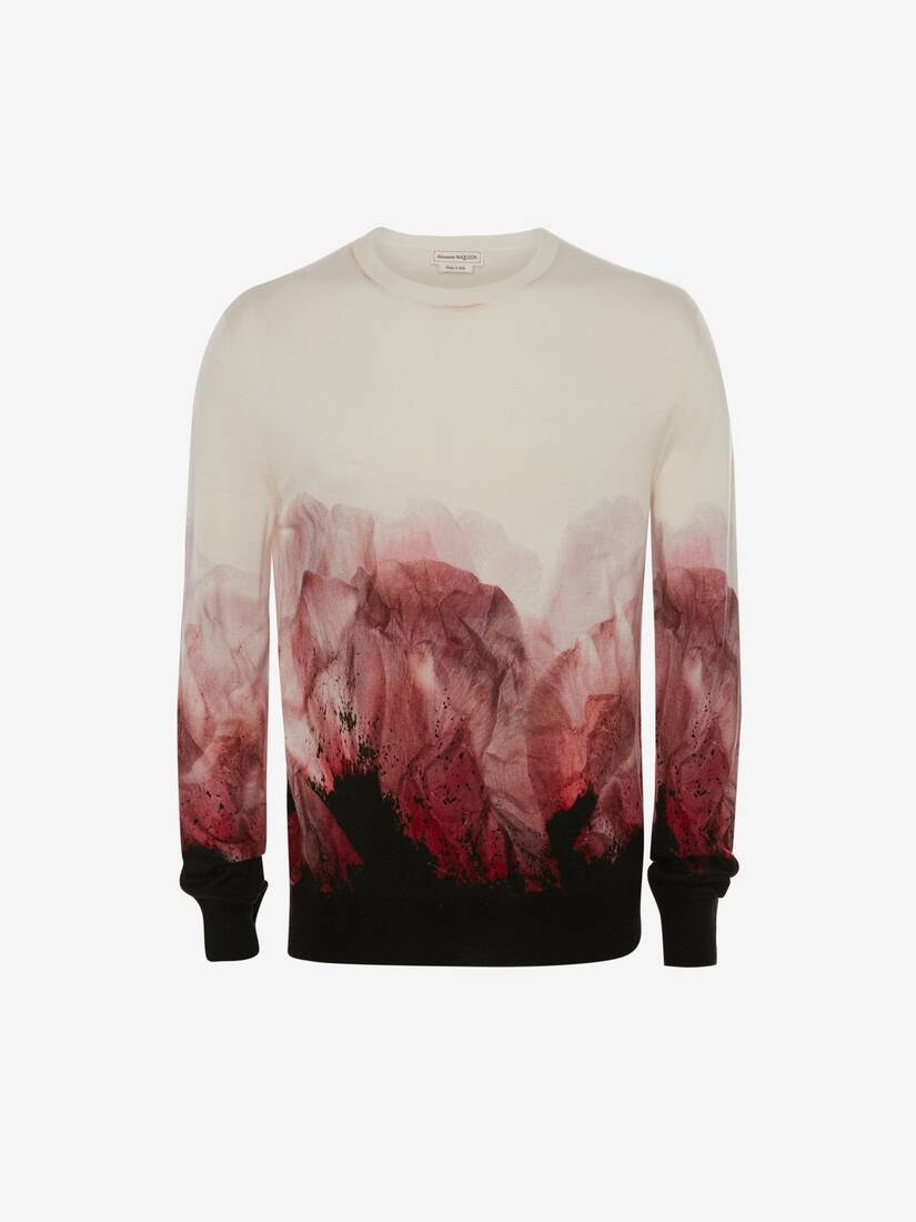 Flower Print Crew Neck Jumper in Ivory/pink - 1