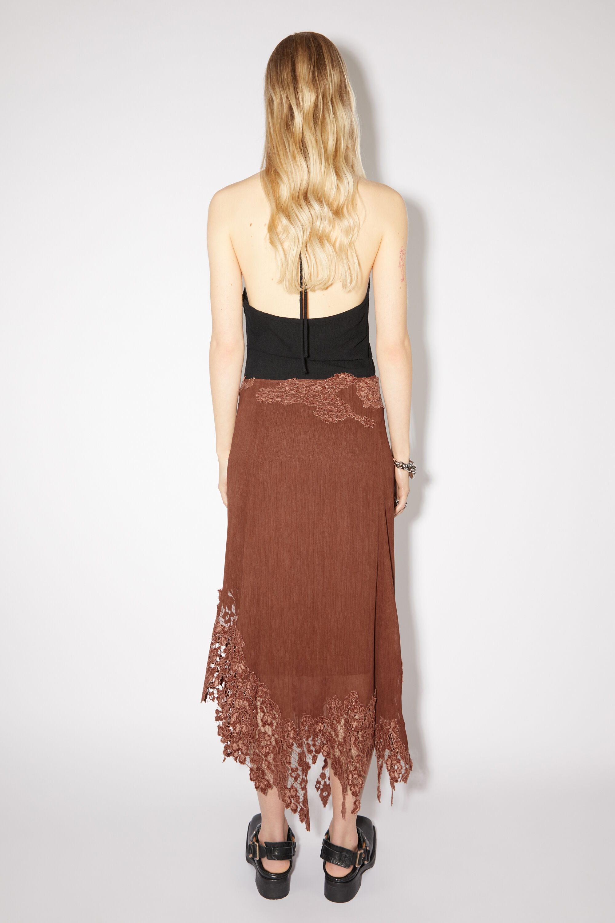 Midi lace skirt - Rust brown - 3