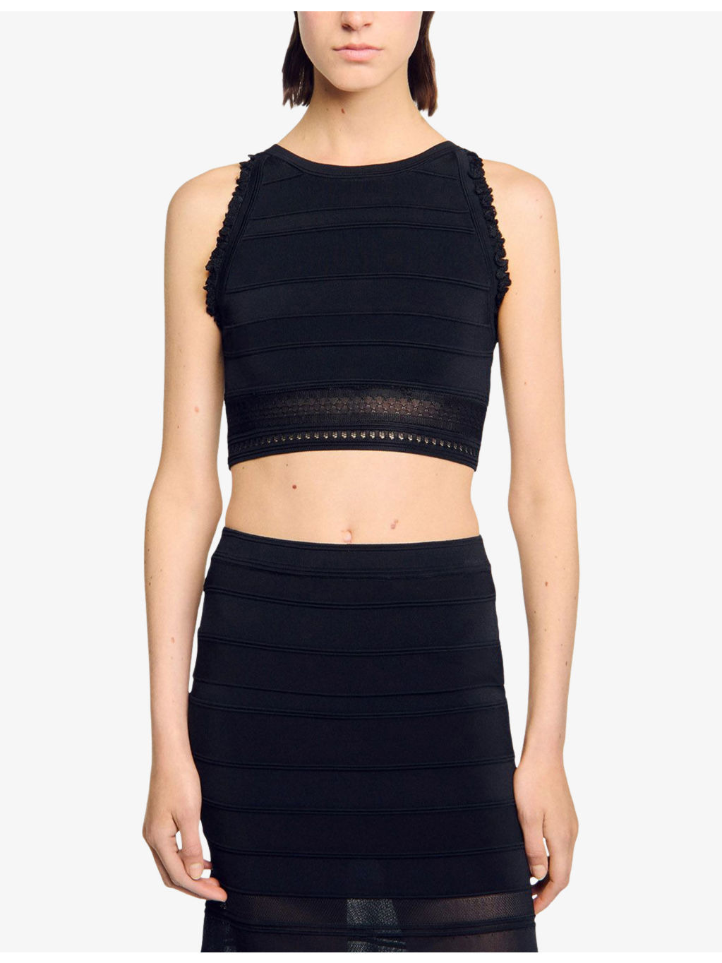 Sleeveless Cropped Knitted Top - 3
