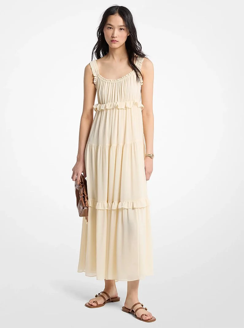 Ruffled Georgette Maxi Dress - 1