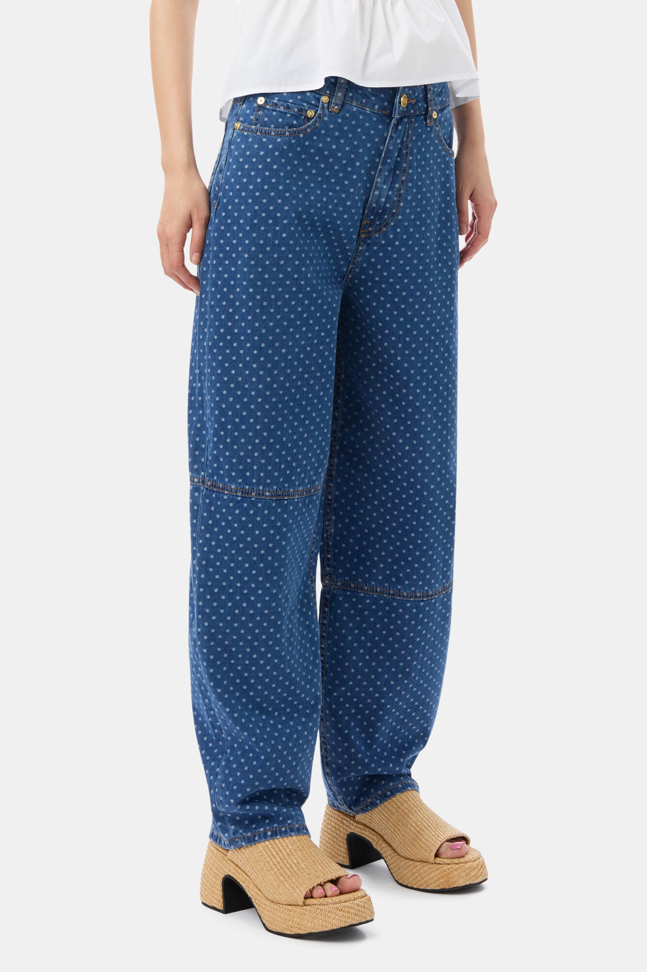 BLUE JACQUARD DENIM STARY JEANS - 3