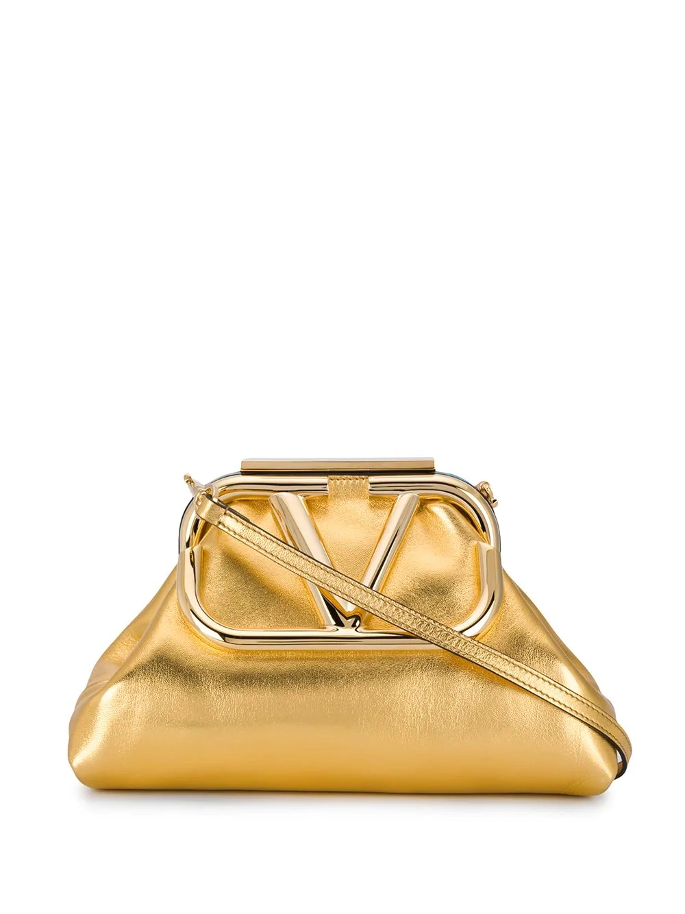 angular VLOGO gold clutch bag - 1