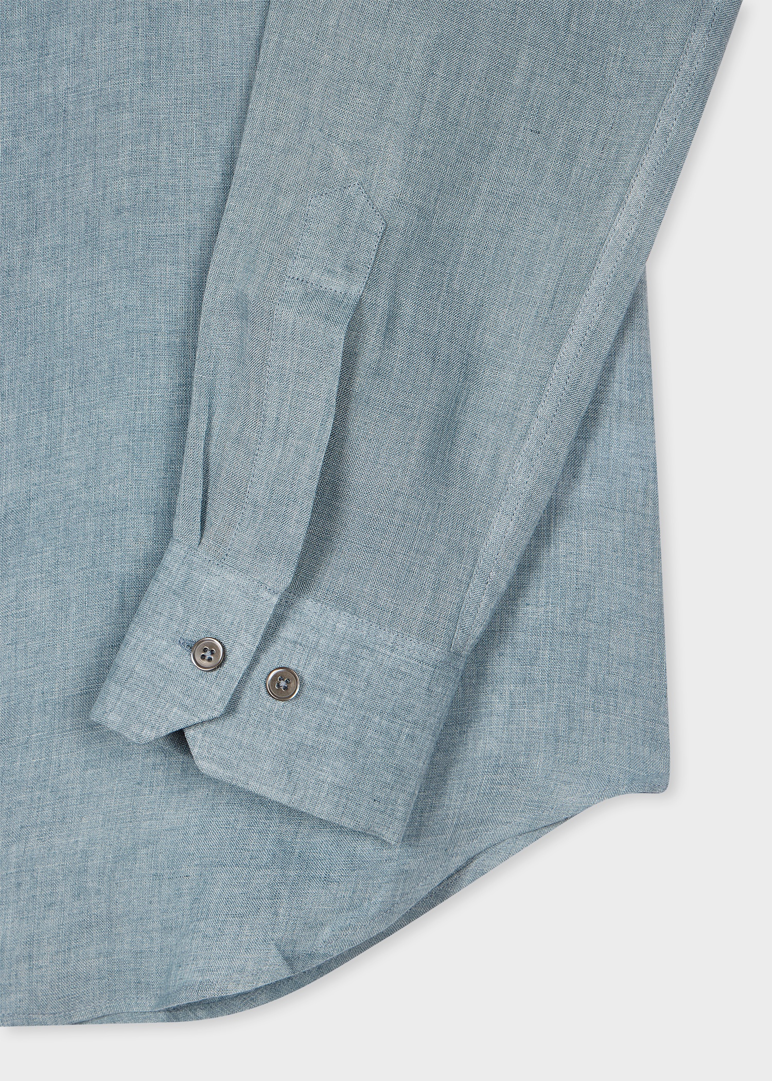 Slim-Fit Light Blue Linen Shirt - 2