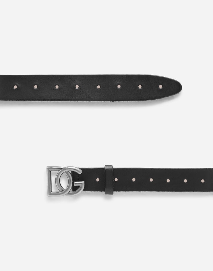 Split-grain leather belt with crossover DG logo - 2