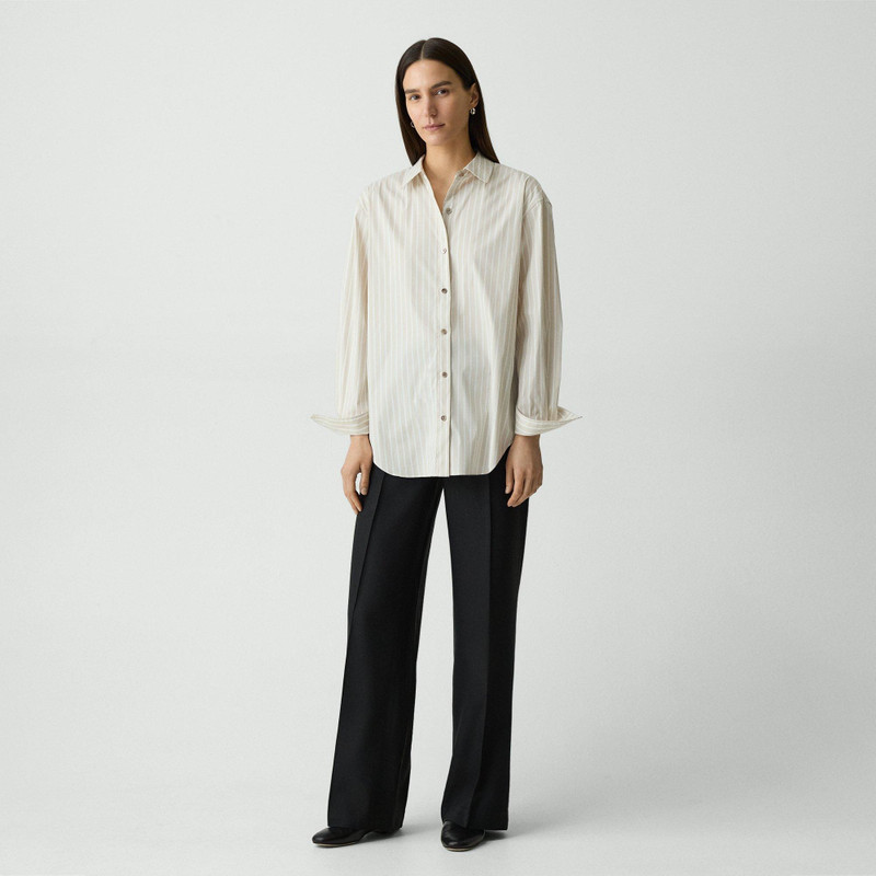 Theory Boyfriend Shirt in Striped Cotton-Blend outlook
