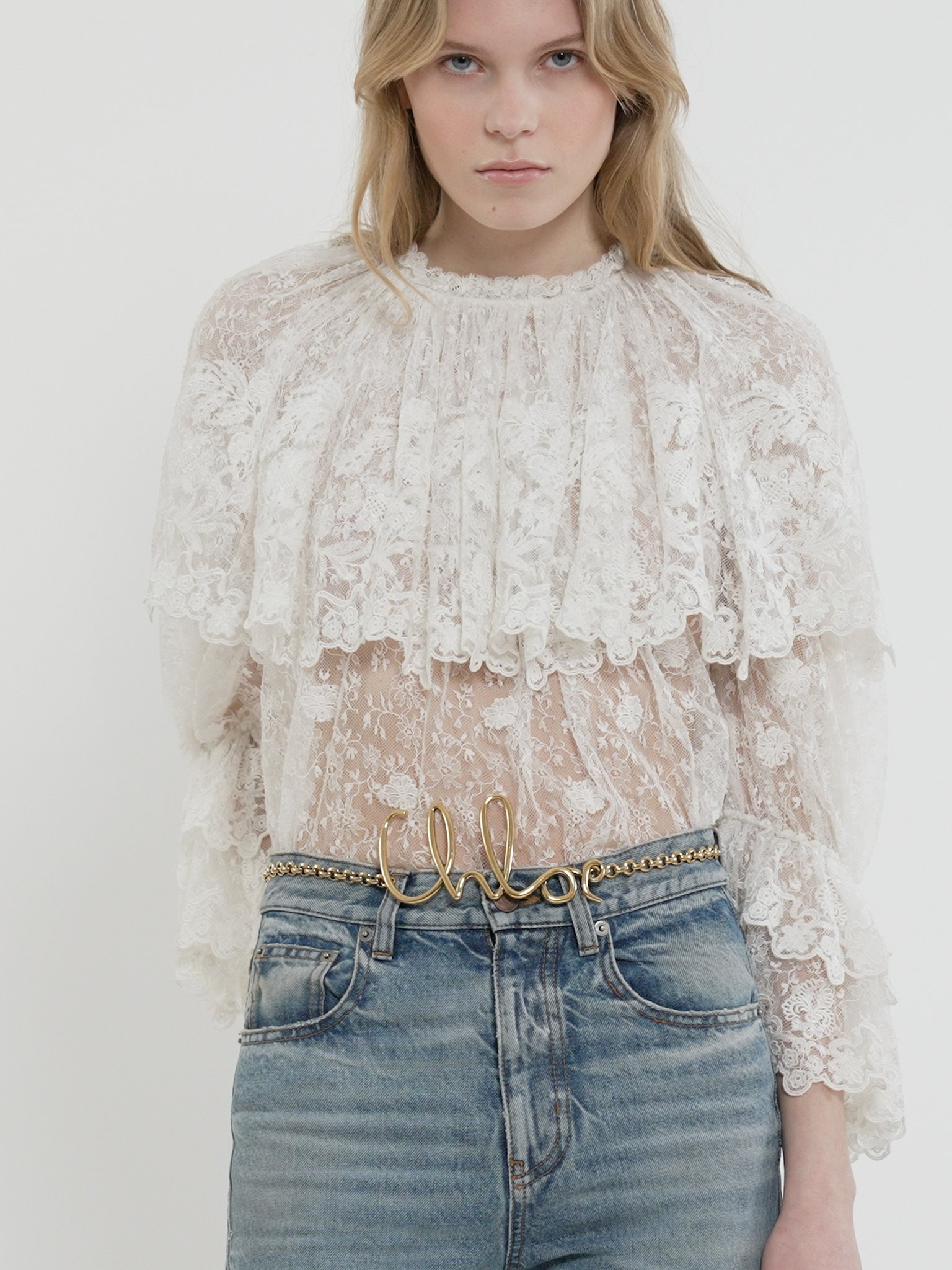 GATHERED TOP IN LACE - 5