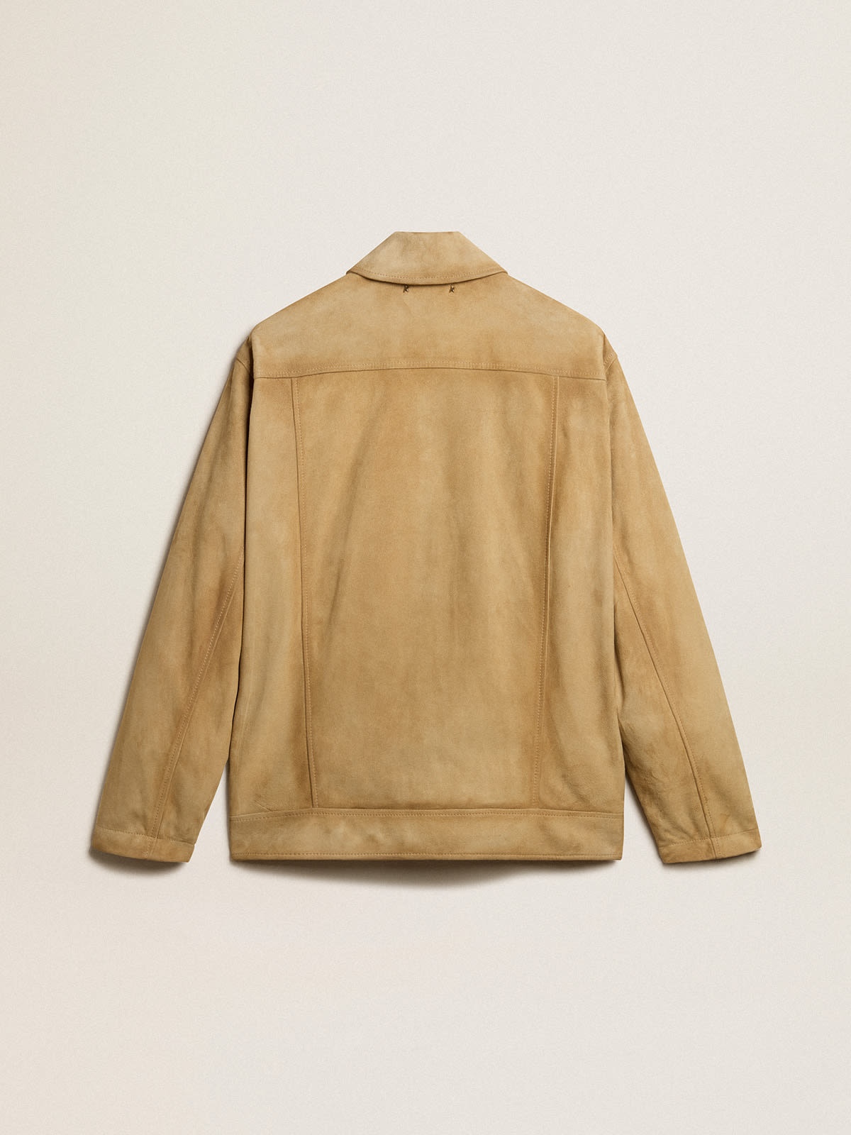 Beige-colored leather jacket with zip fastening - 5