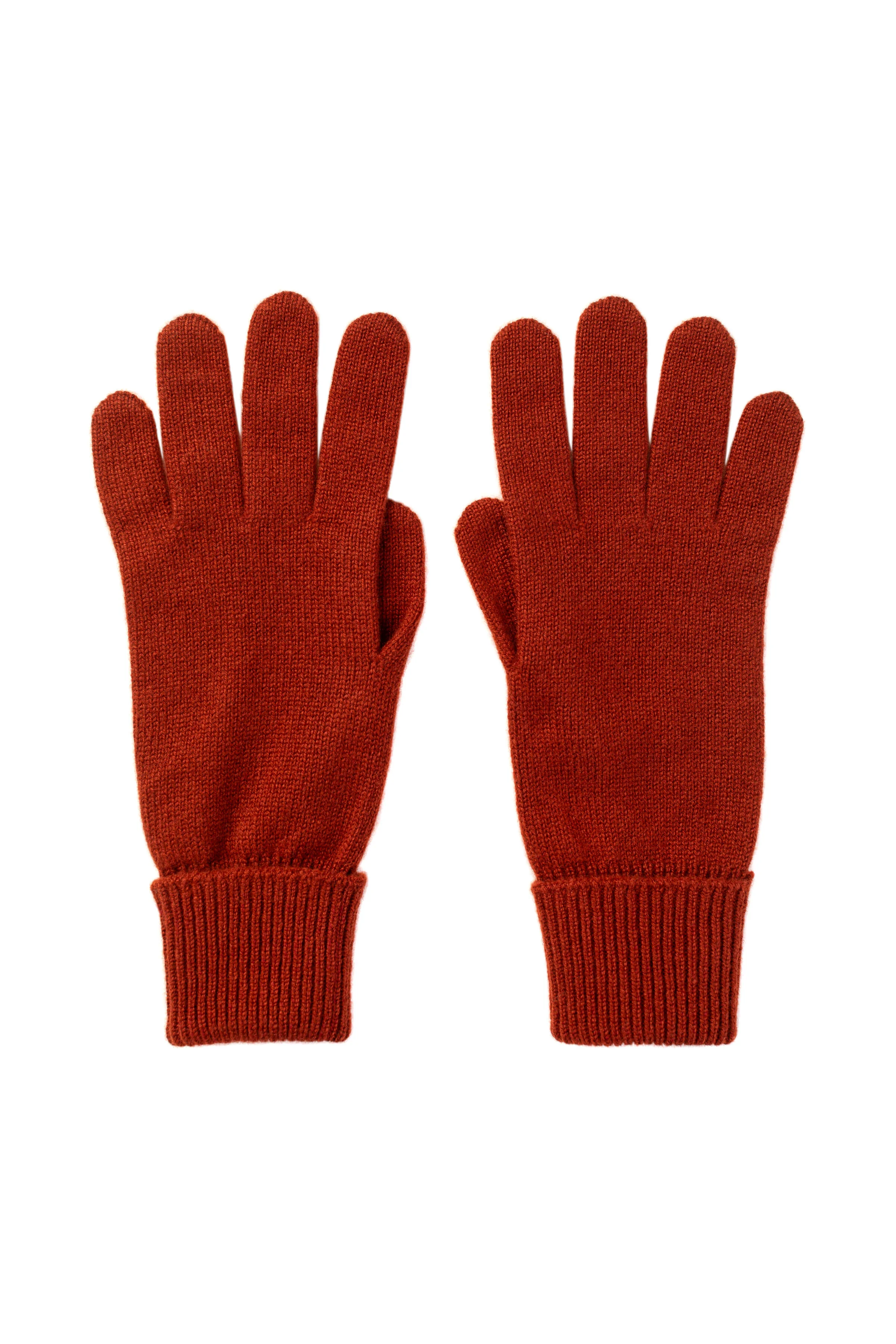 Red Cashmere Gloves with Turnback Cuffs - 1