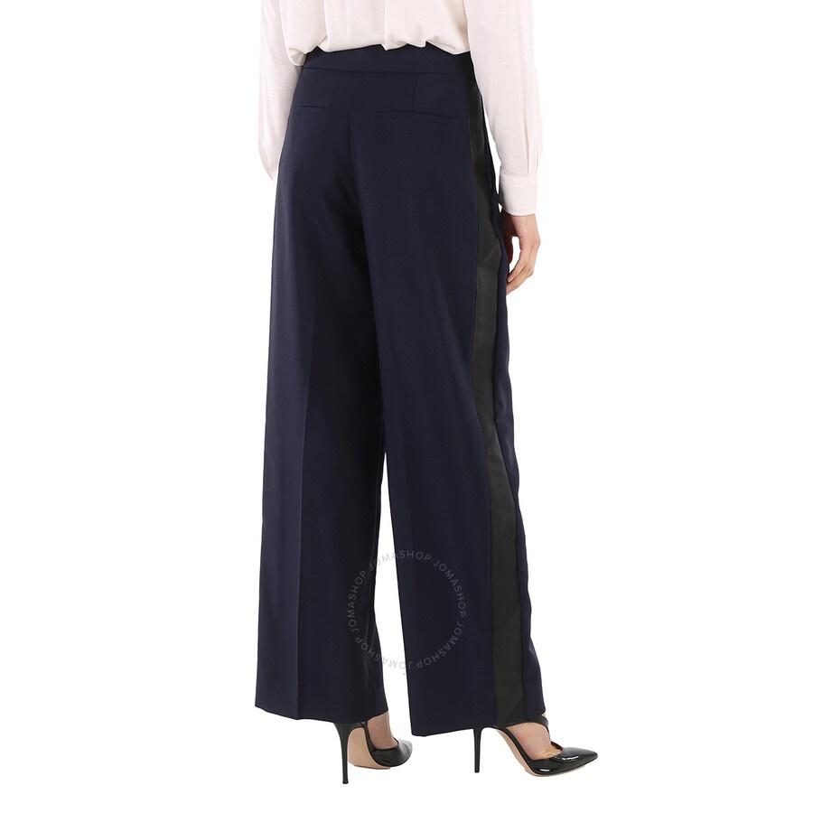 Burberry Ladies Dark Navy Wide Leg Jane Trousers - 6