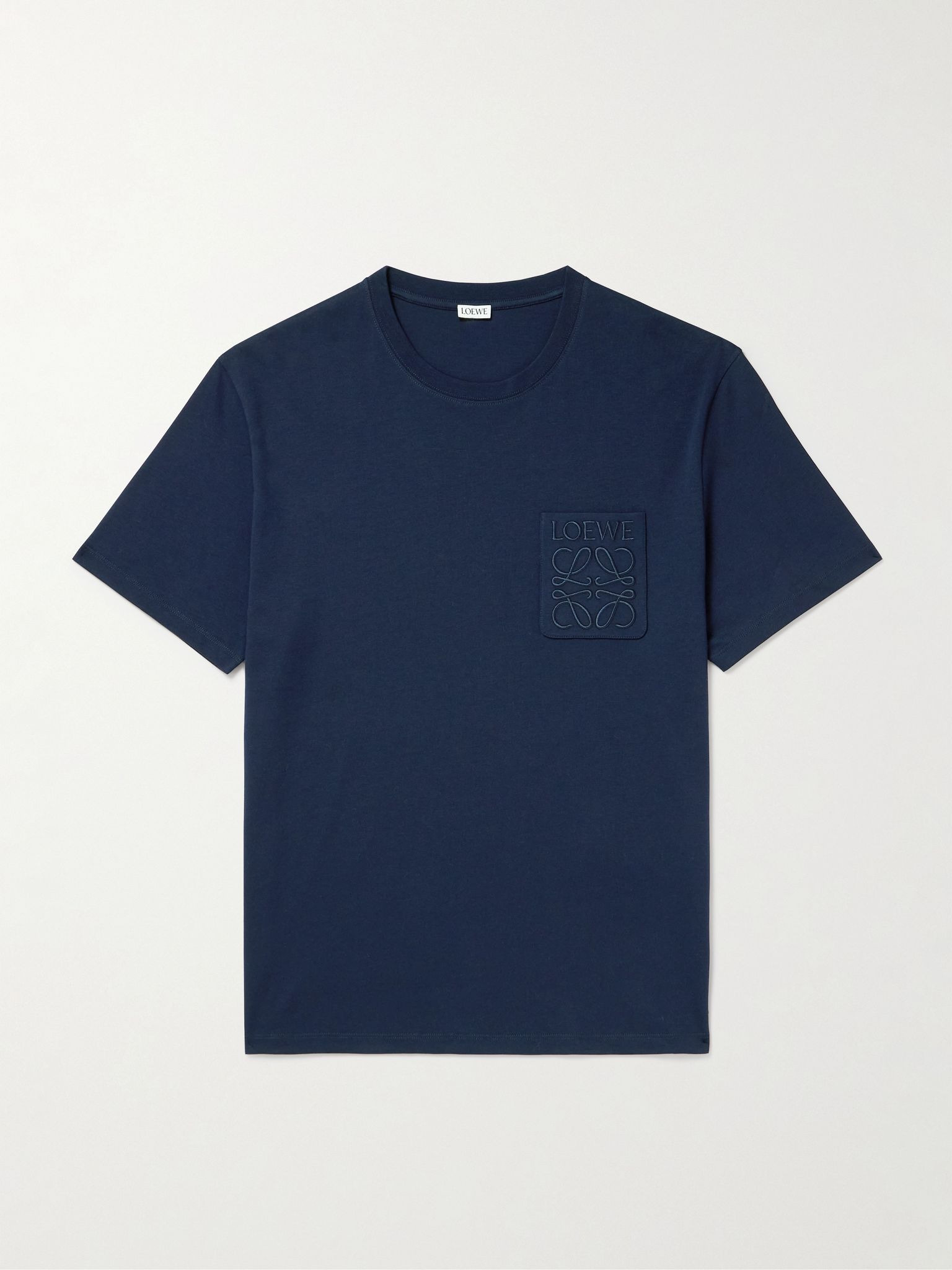 Logo-Embroidered Cotton-Jersey T-Shirt Navy - 1