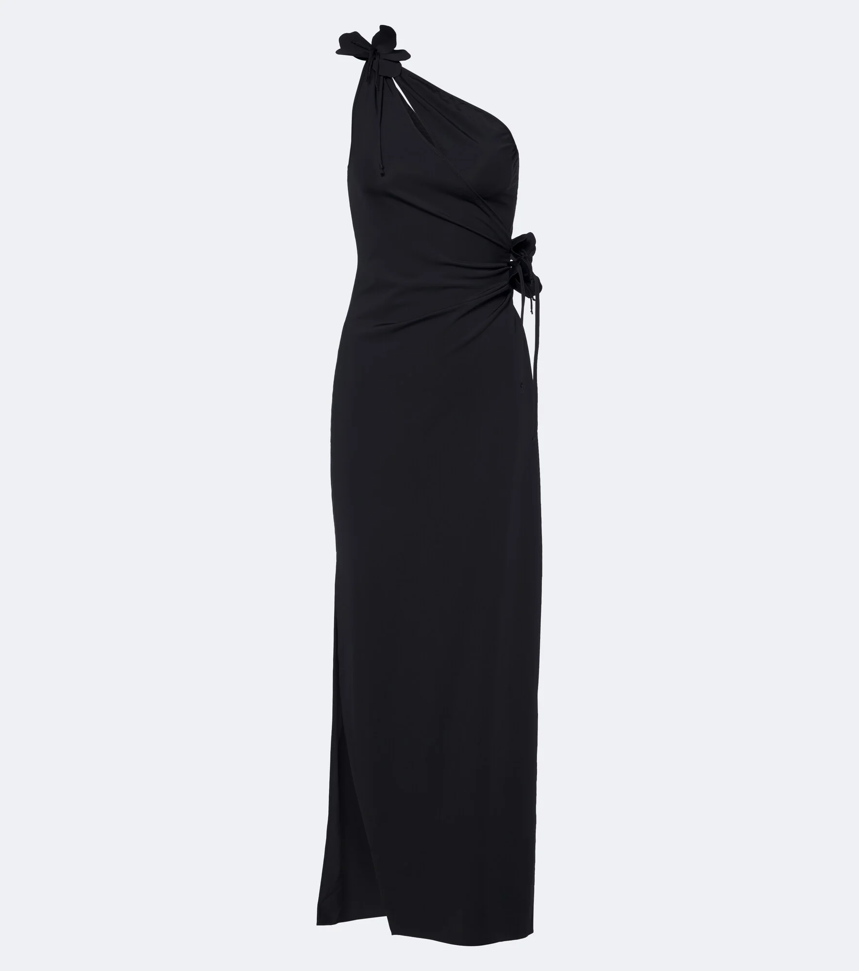 Floral-appliqué asymmetric cocktail dress - 1