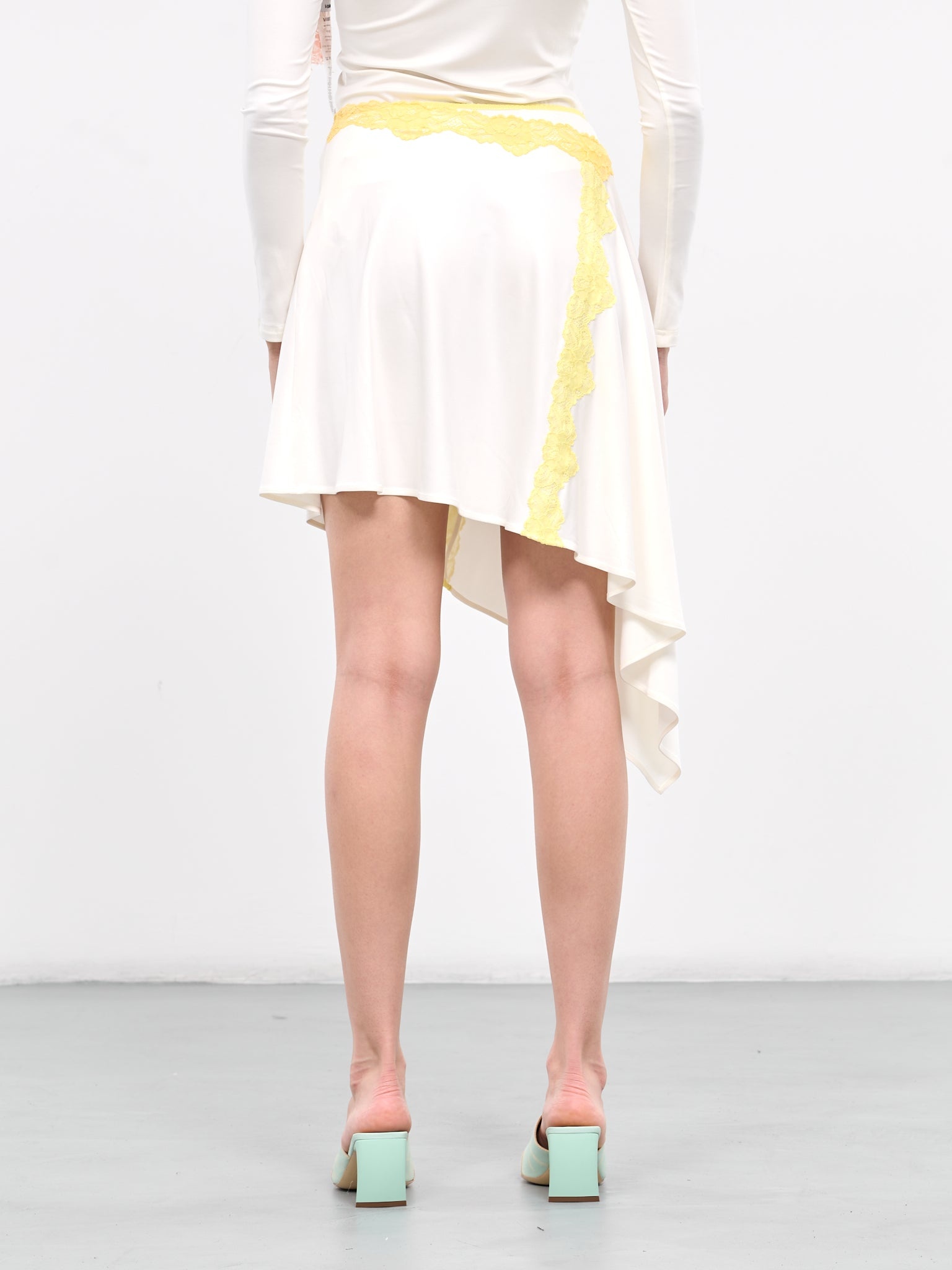 Lace Trim Asymmetric Napkin Skirt - 3