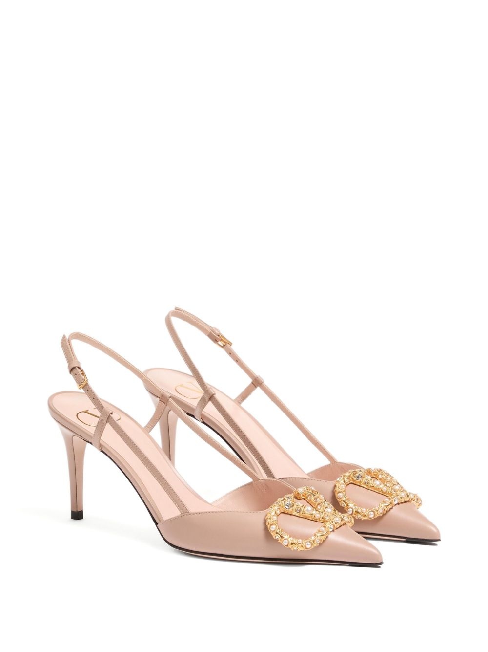 VLOGO SIGNATURE SLINGBACK CALFSKIN PUMP WITH JEWEL LOGO 80MM - 2