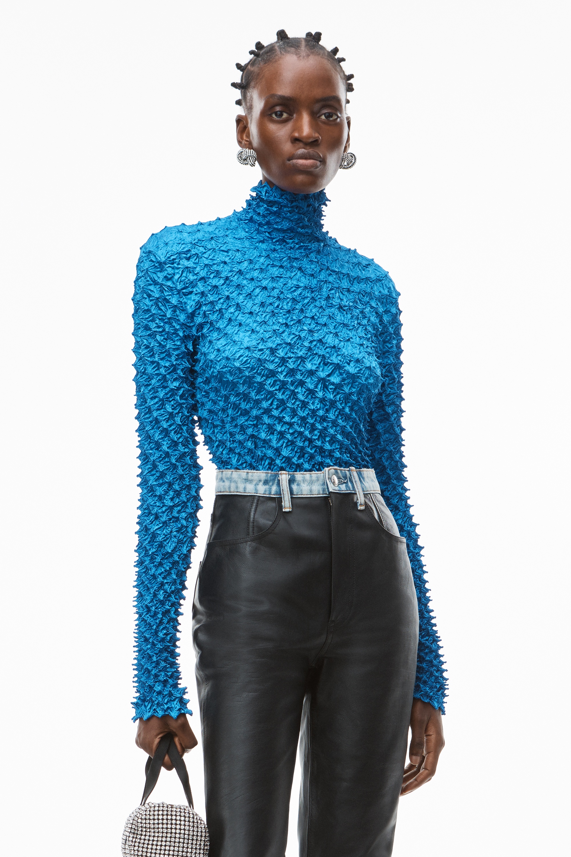 FITTED TURTLENECK IN SHIBORI SATIN - 2