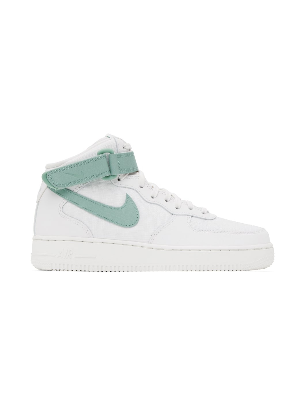 White & Green Air Force 1 '07 Mid Sneakers - 1