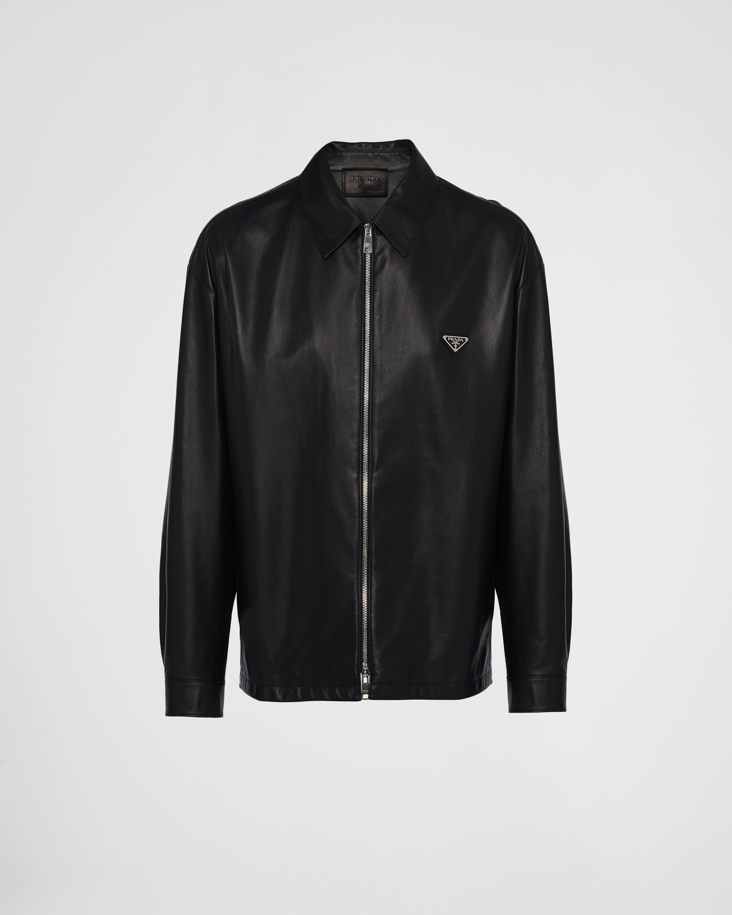 Reversible nappa leather and Re-Nylon bomber jacket