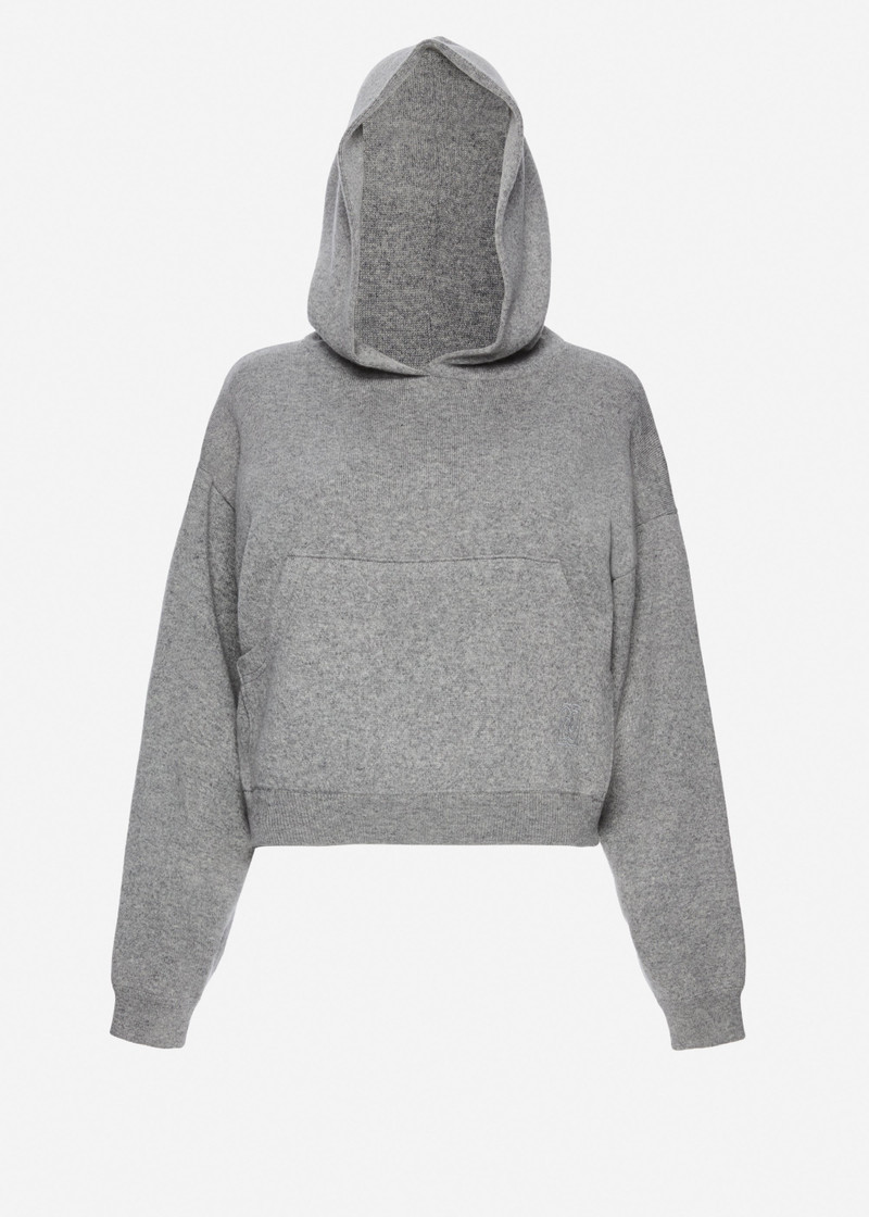 Cashmere and cotton hoodie in grey 1