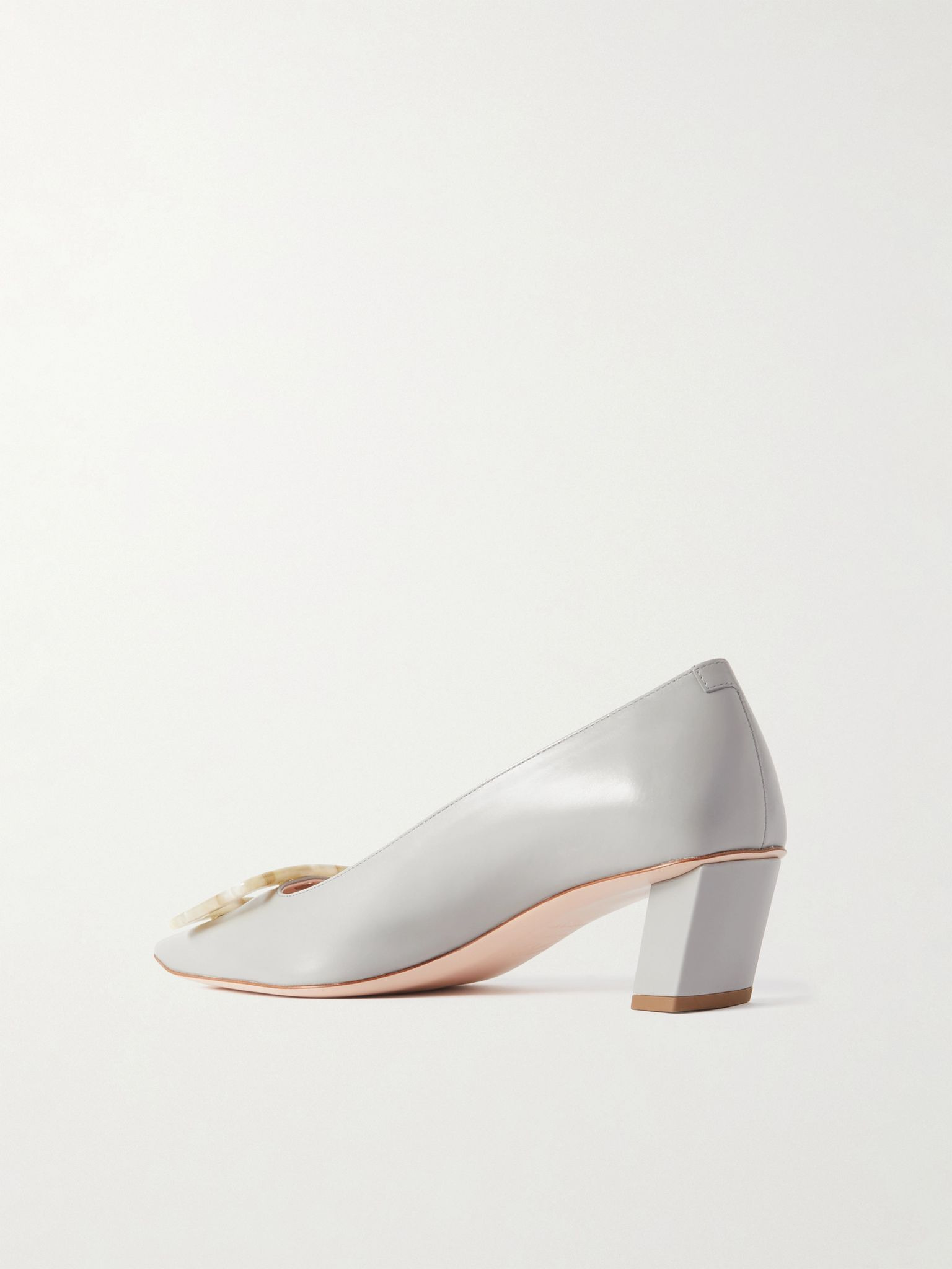 Belle Vivier 45 buckled leather pumps Gray - 3
