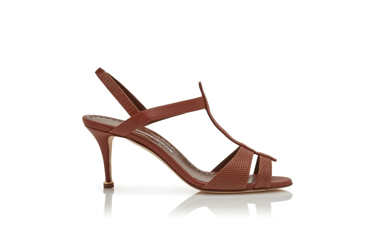 Brown Calf Leather T-Bar Sandals - 1