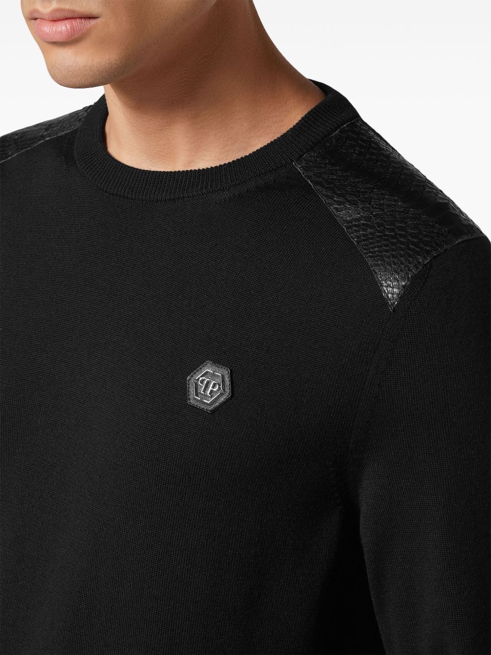 elbow-patch merino wool jumper - 4