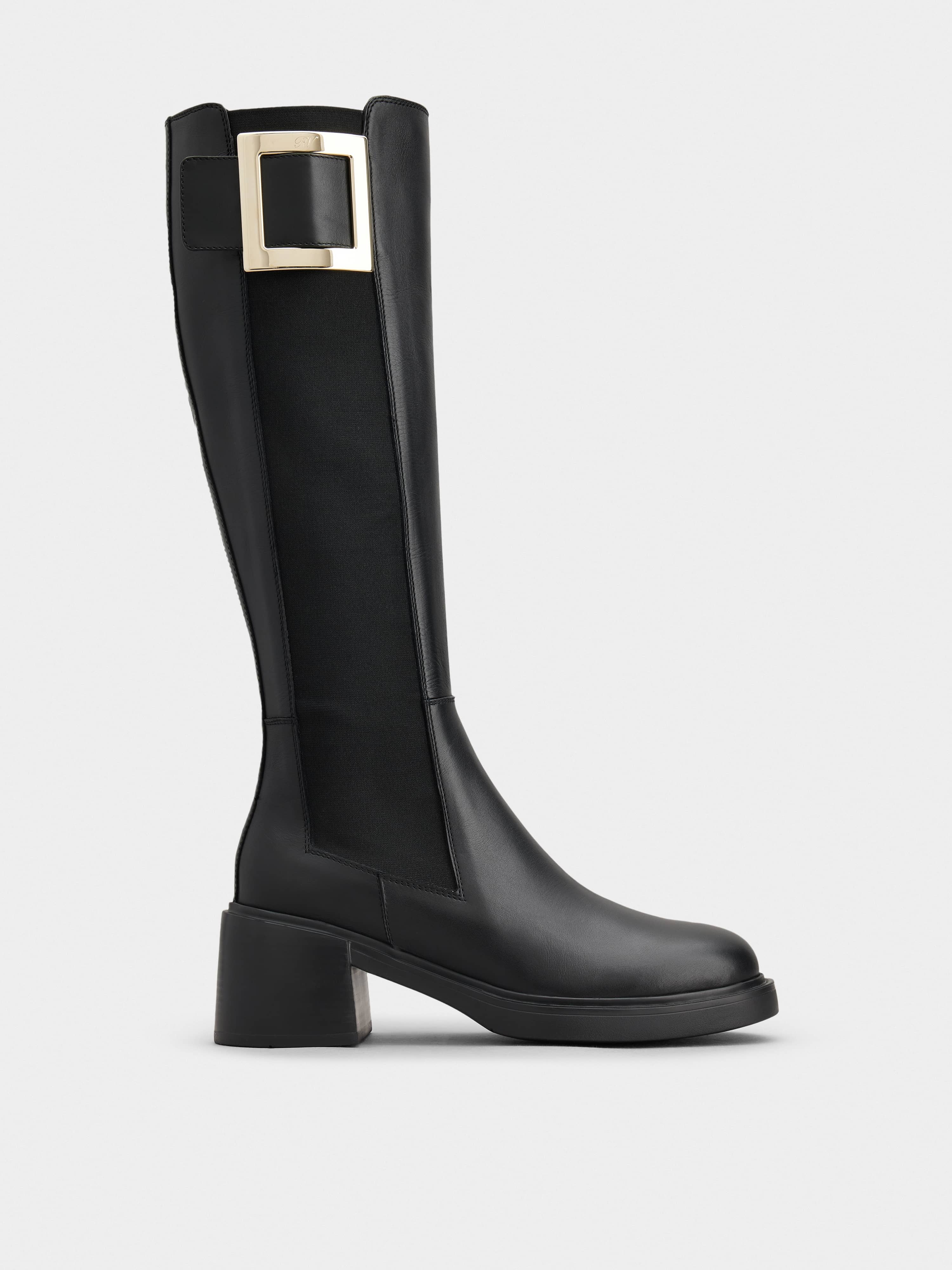 ROGER VIVIER - Metal Buckle Leather Boots