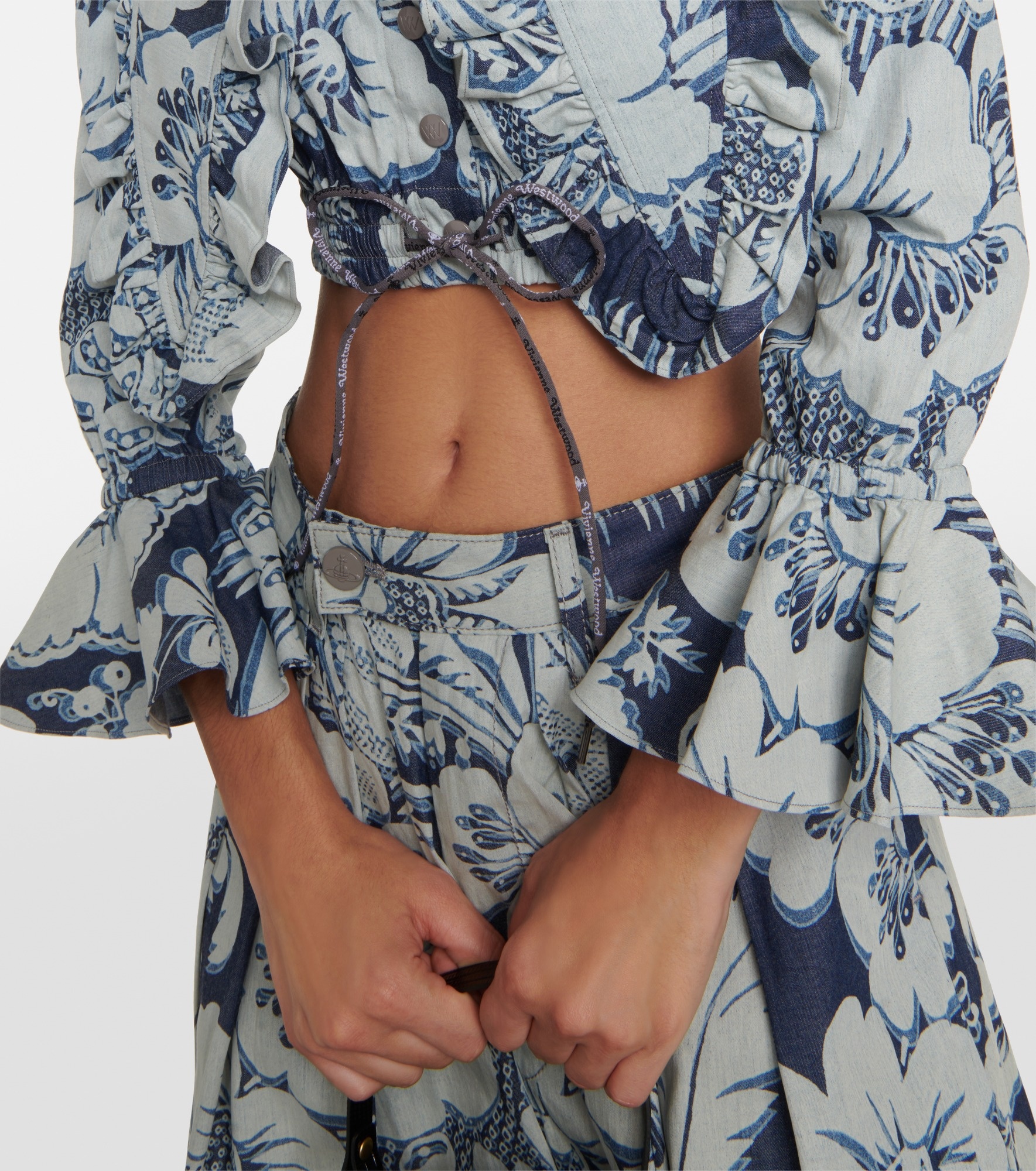 Heart floral ruffled cotton blouse - 5