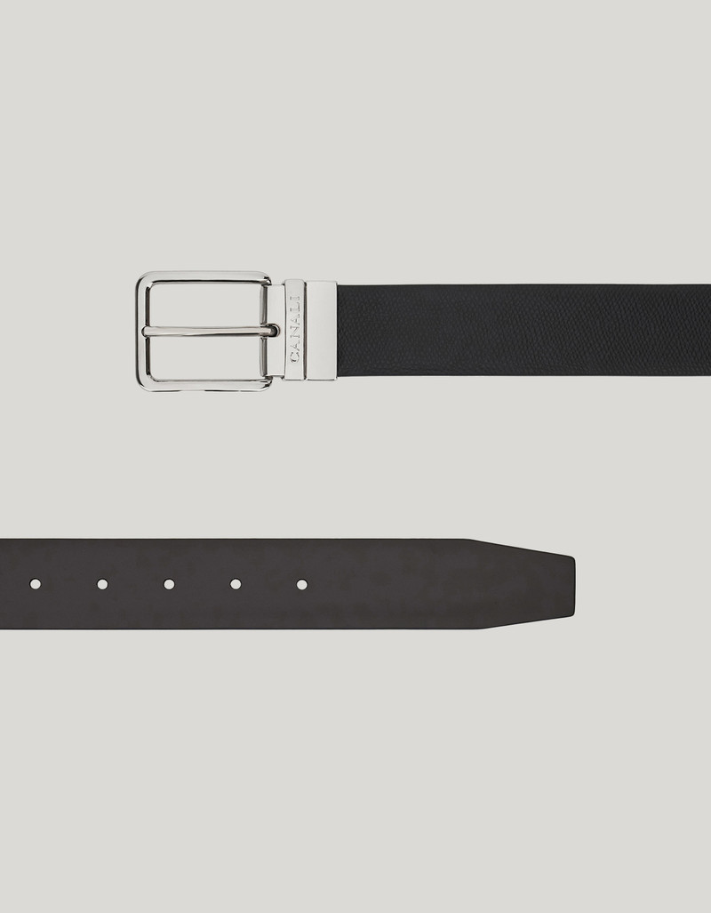 BELT IN SMOOTH AND PALMELLATO CALFSKIN IN BLACK AND DARK BROWN 3