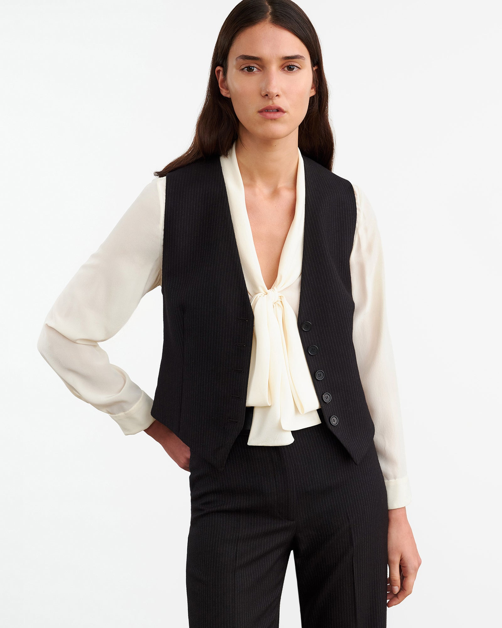 ANGELIQUE TIE NECK BLOUSE - 5