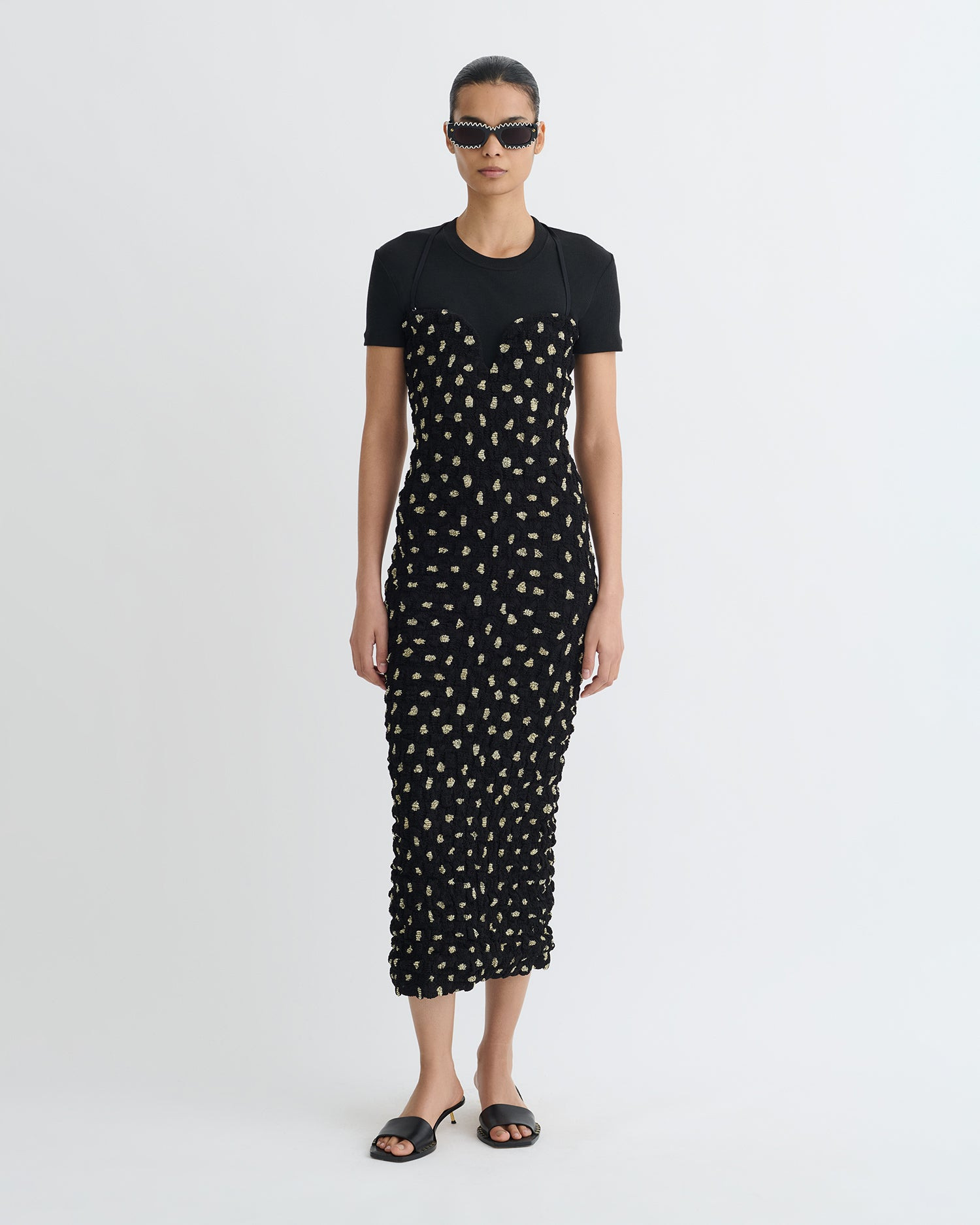 Seersucker Tech Chiffon Midi Dress - 2