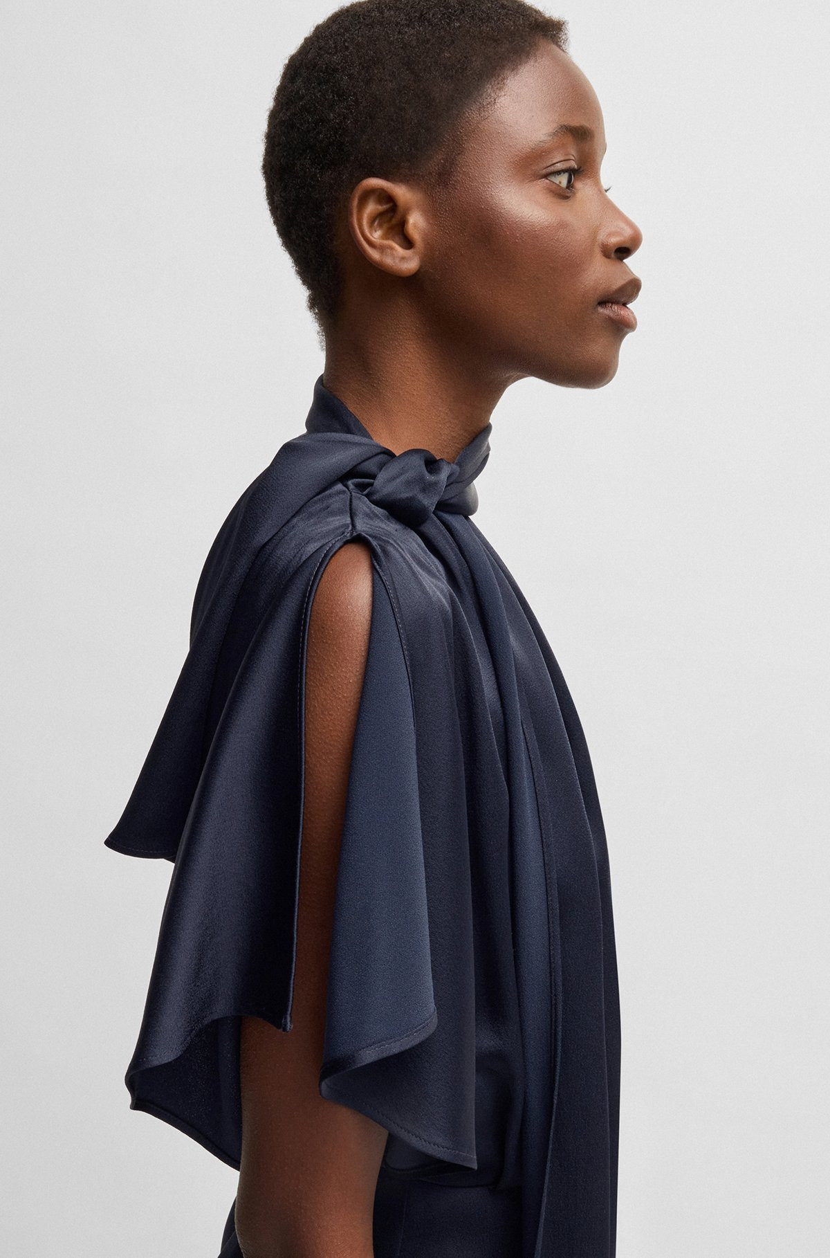 ONE-SHOULDER JUMPSUIT WITH TIE NECKLINE - 6
