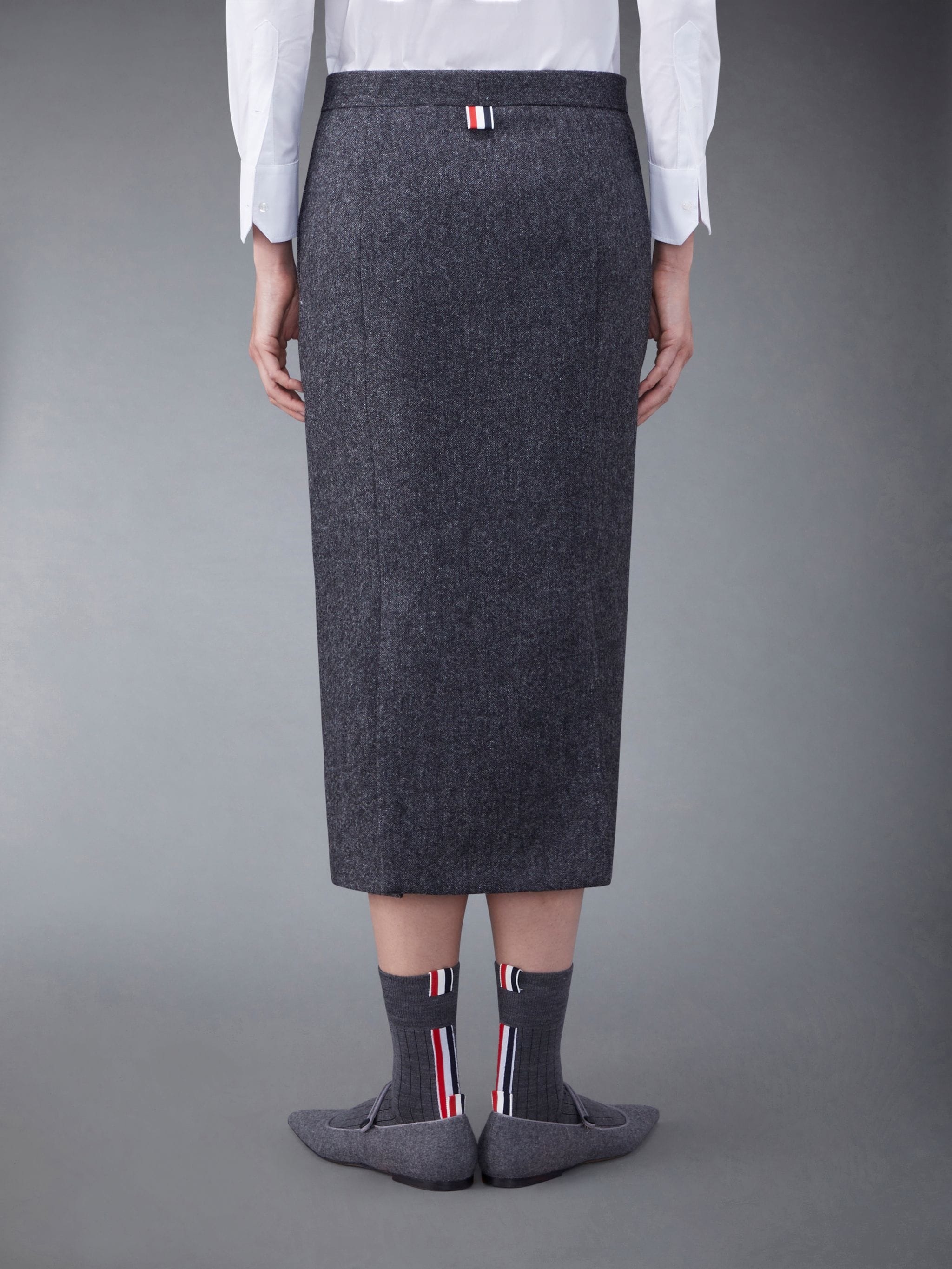 Donegal Tweed Low Rise Calf Length Pencil Skirt - 3