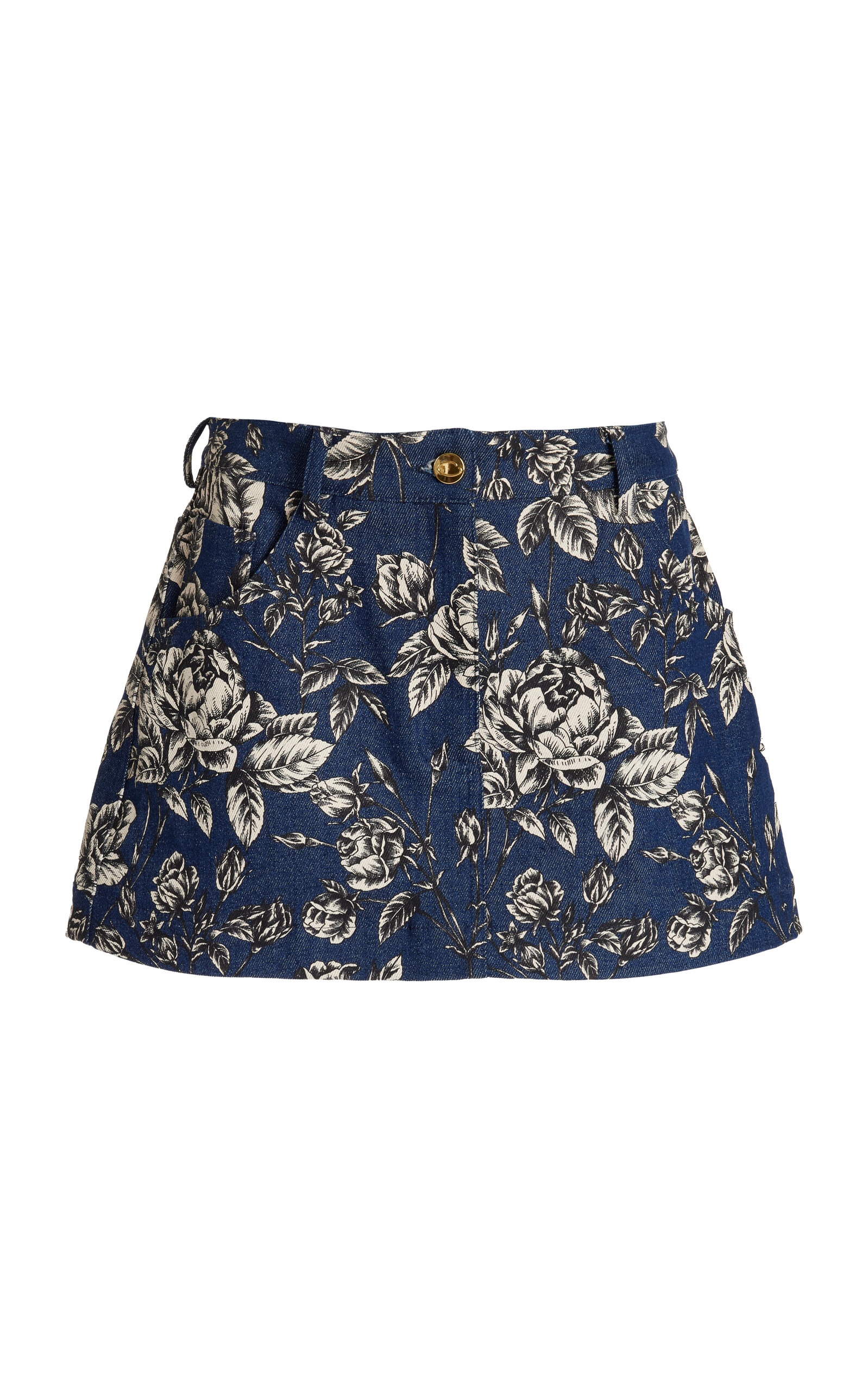 Printed Stretch-Denim Mini Skirt dark wash - 1