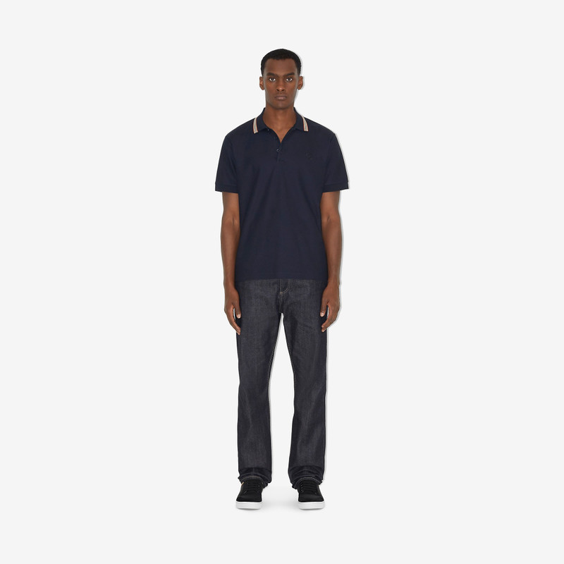 Burberry Icon Stripe Collar Cotton Piqué Polo Shirt outlook