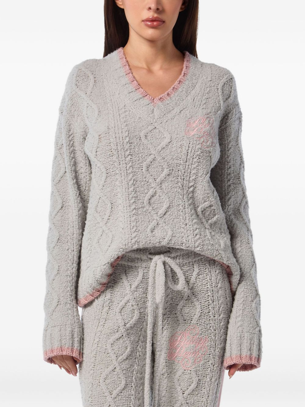 cable-knit v-neck sweater - 2