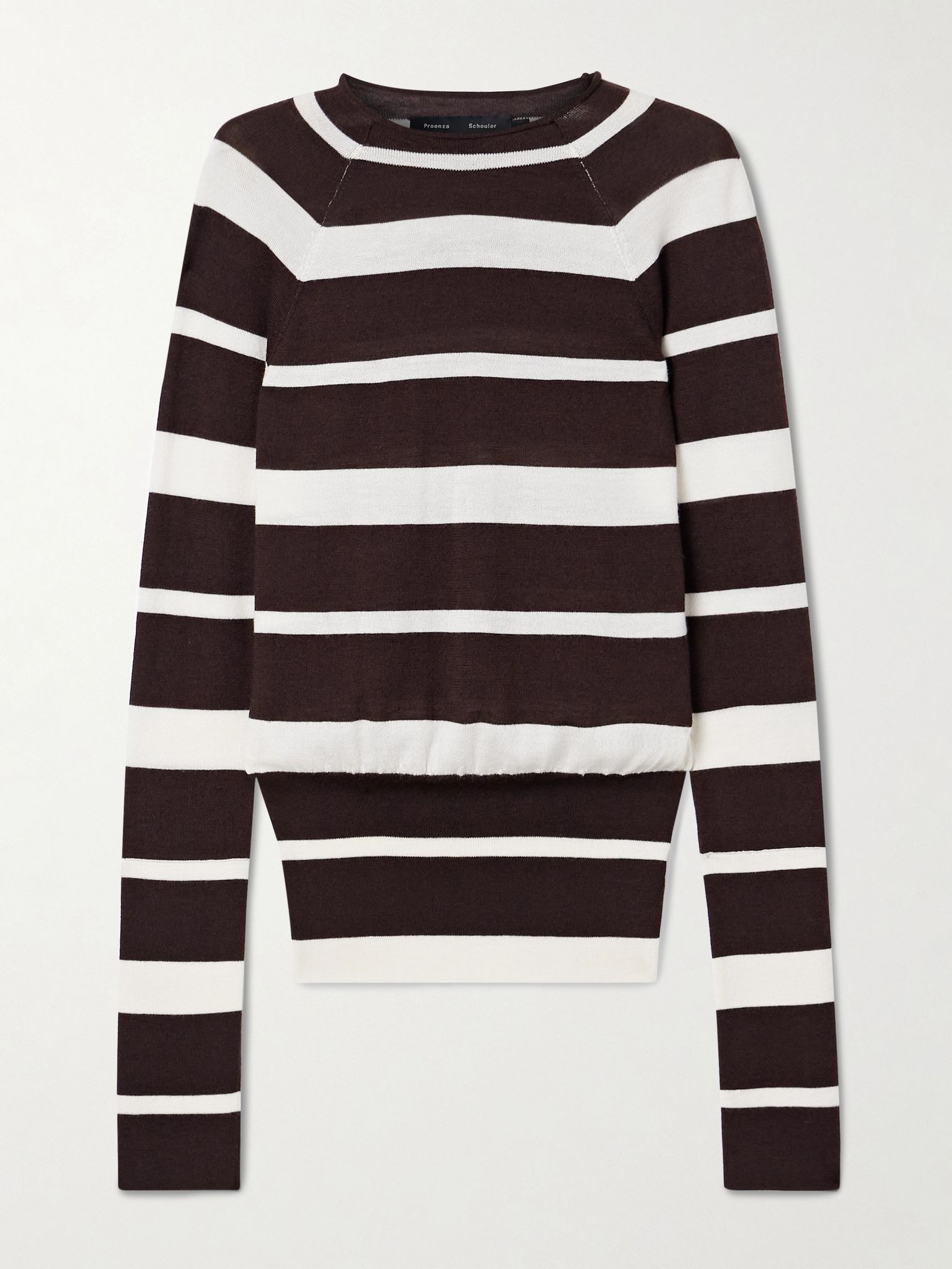 Gia striped wool and silk-blend sweater Brown - 1