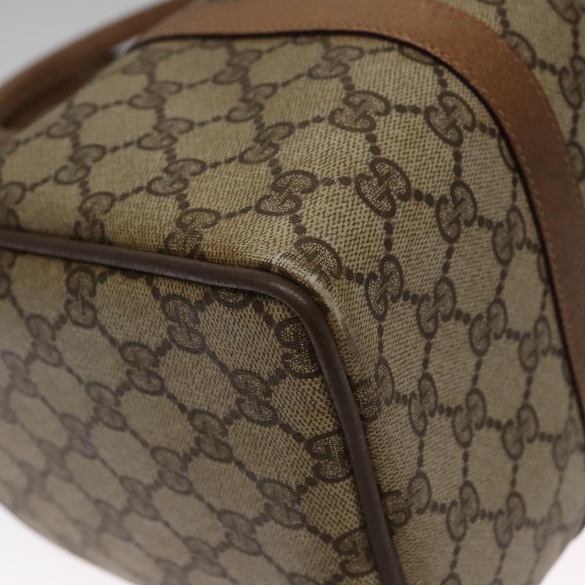 GUCCI GG Supreme Web Sherry Line Hand Bag Pvc Beige Gold 39 02 007 - 11