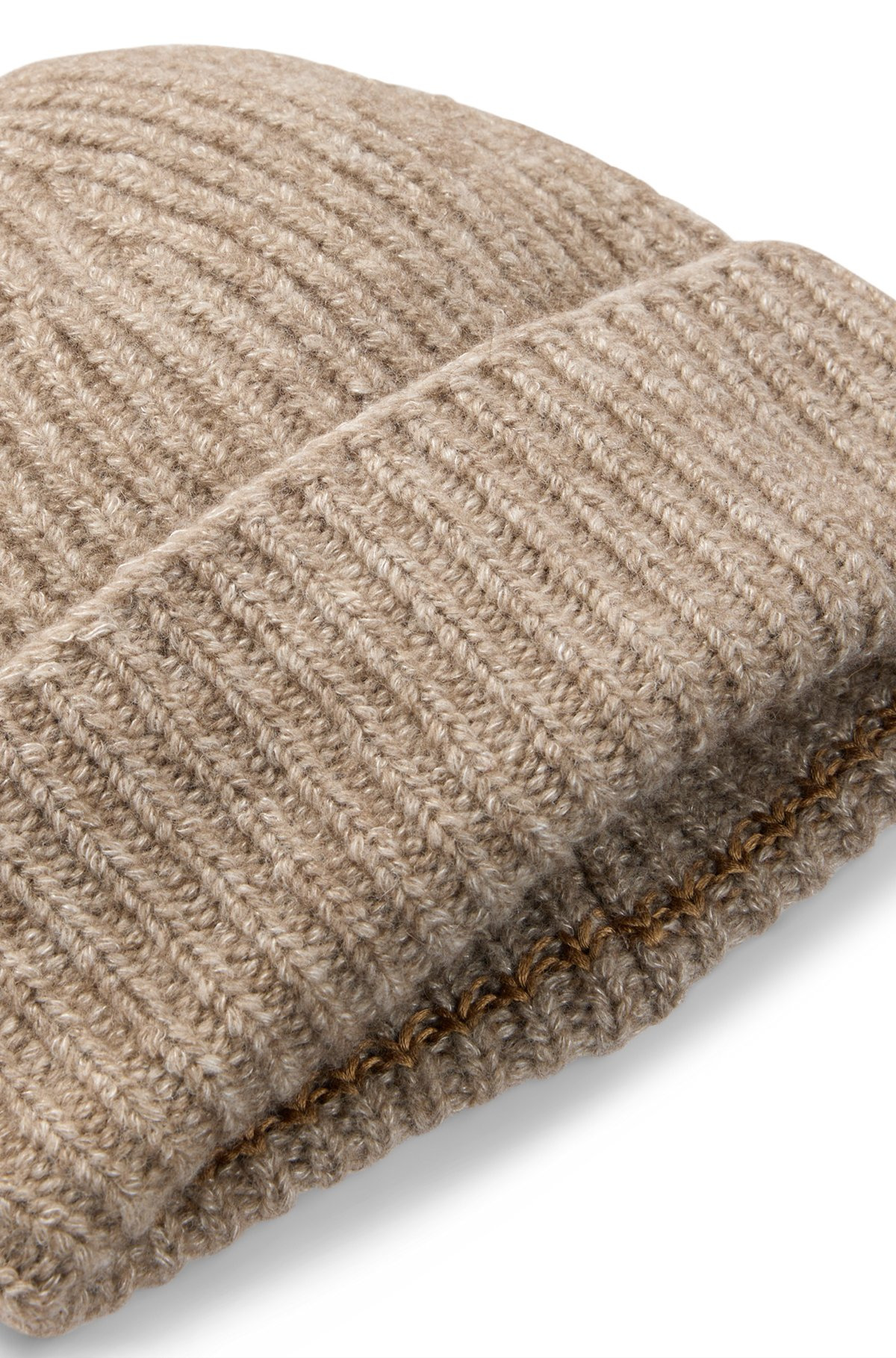 CHUNKY-KNIT BEANIE HAT IN A BISON WOOL-BLEND WITH SILK - 5