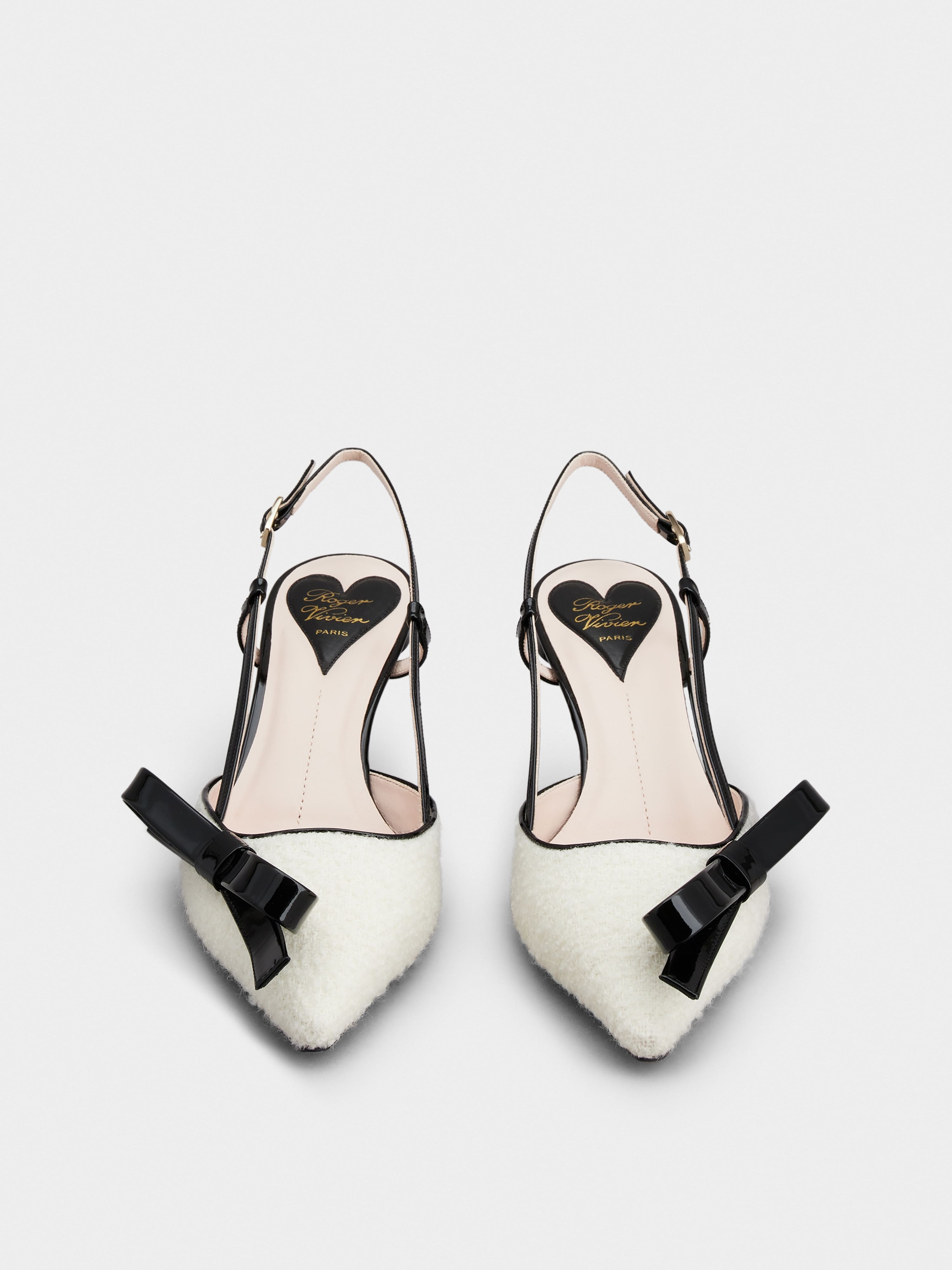 Virgule Bow Slingback Pumps in Fabric - 7