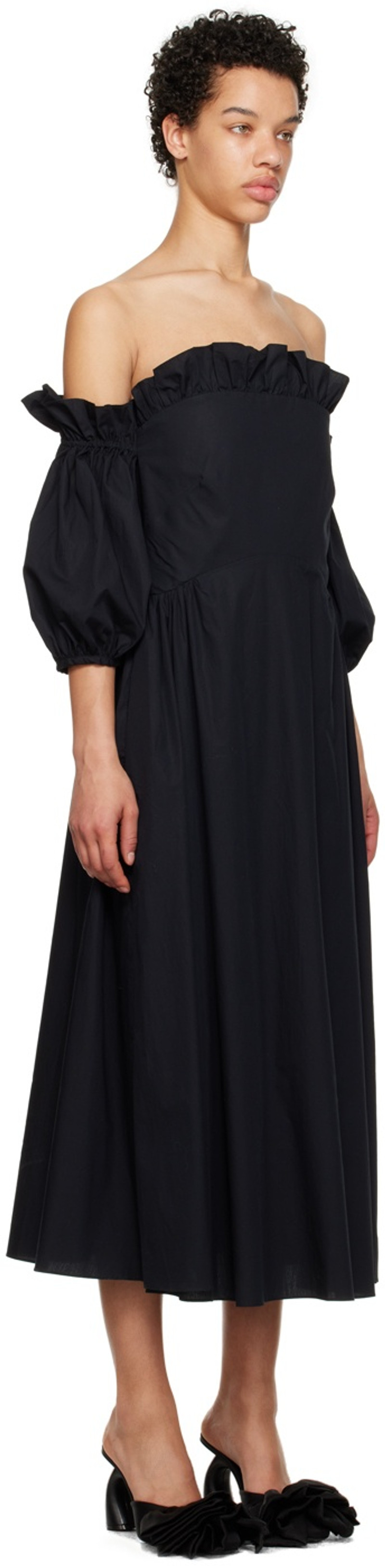 KIKA VARGAS Black Margaret Midi Dress outlook