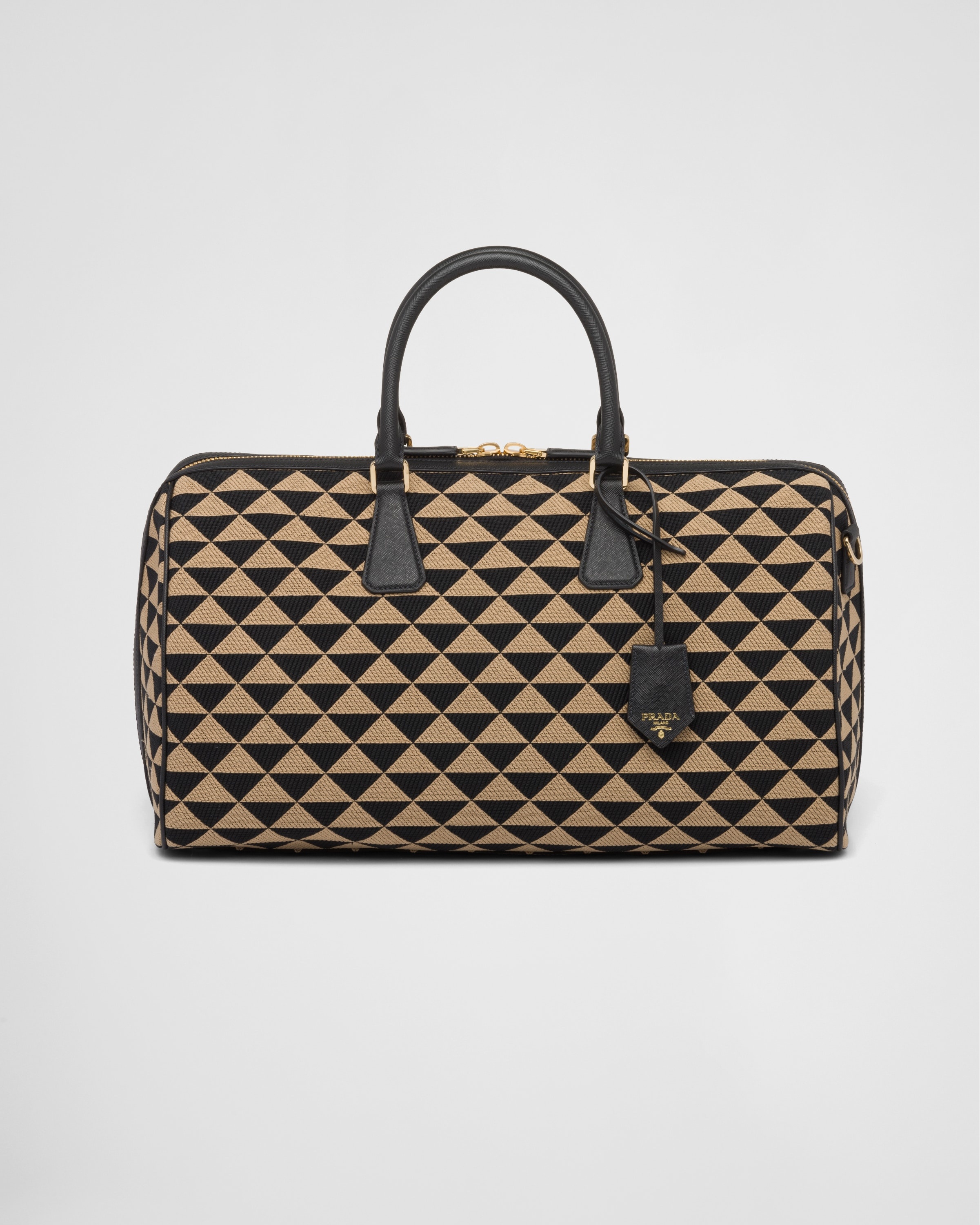 Medium Prada Symbole embroidered fabric travel bag - 4