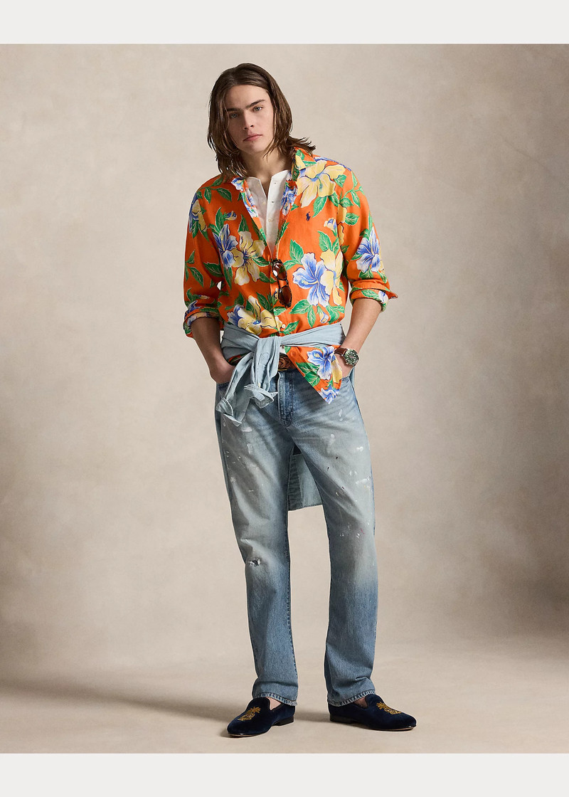 Classic Fit Tropical Floral Linen Shirt 3