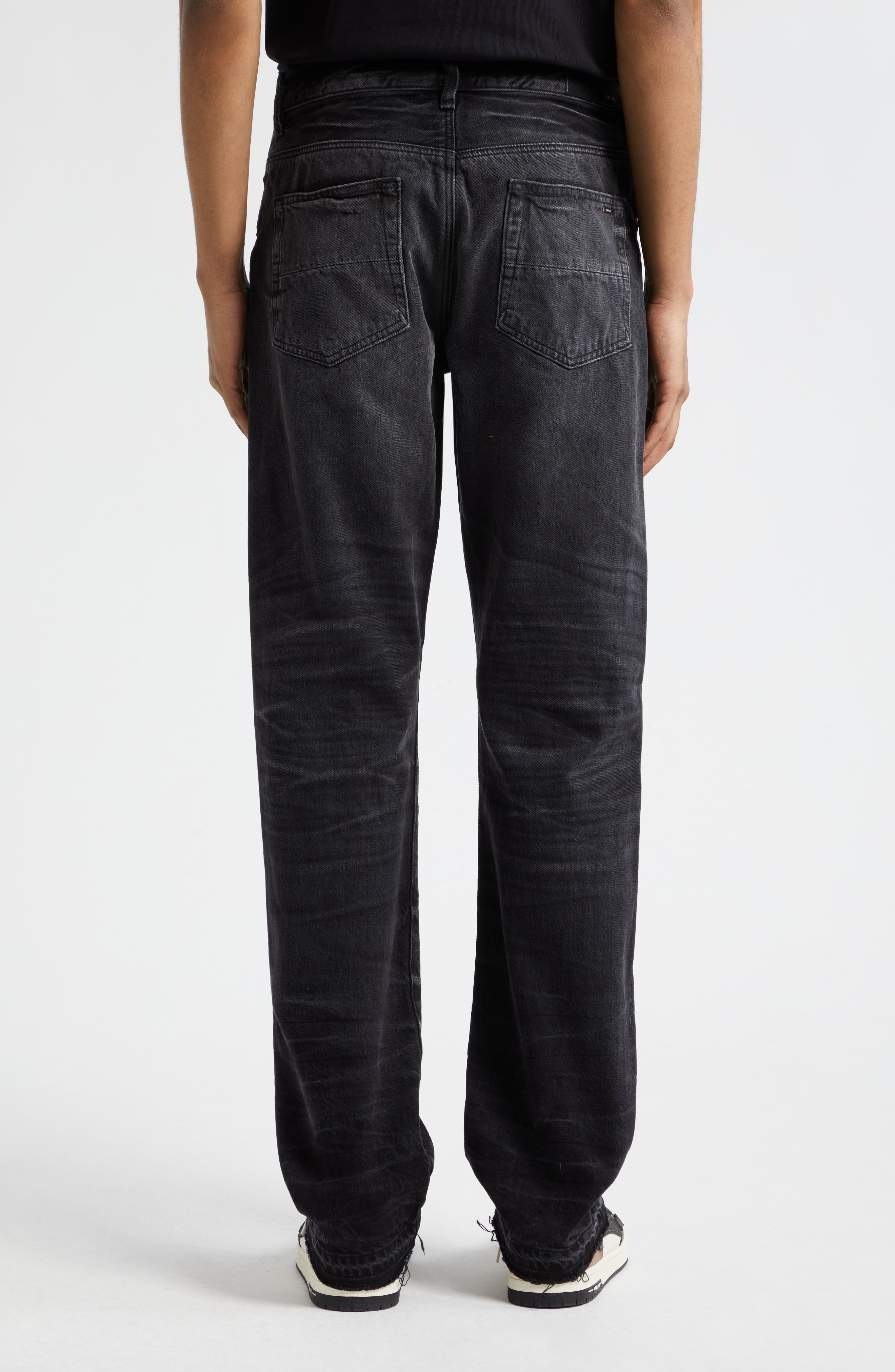 Frayed Release Hem Straight Leg Jeans - 3