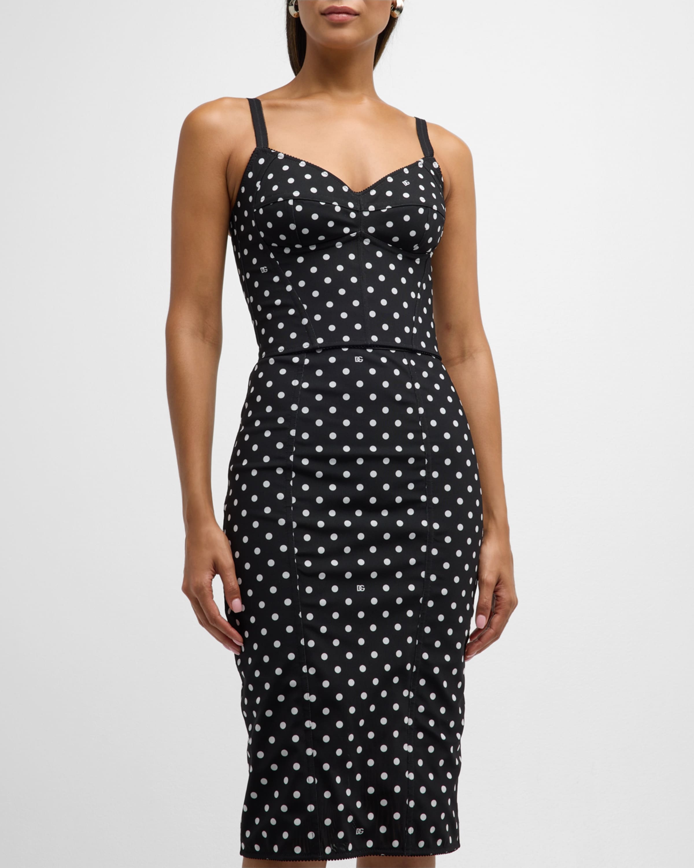 Logo Polka-Dot Print Marquisette Bustier Top - 2