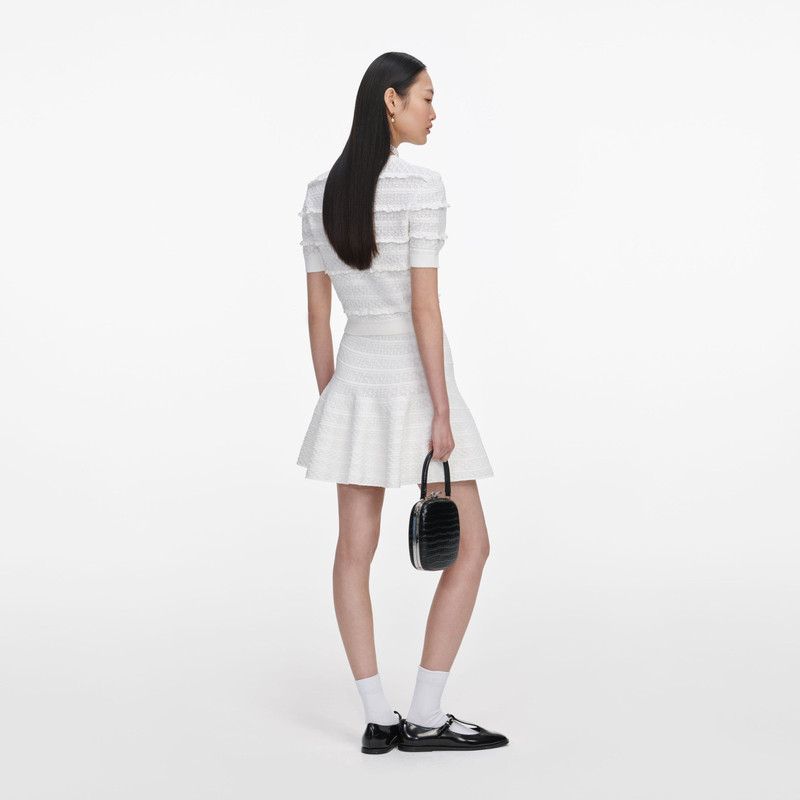 self-portrait White Pointelle Knit Top outlook