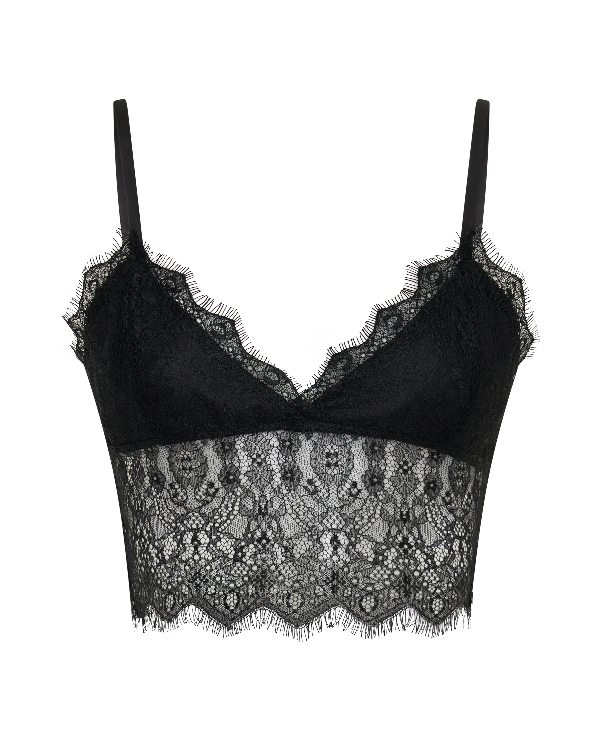 Vintage Whisper Lace Bralette Top - Black - 1