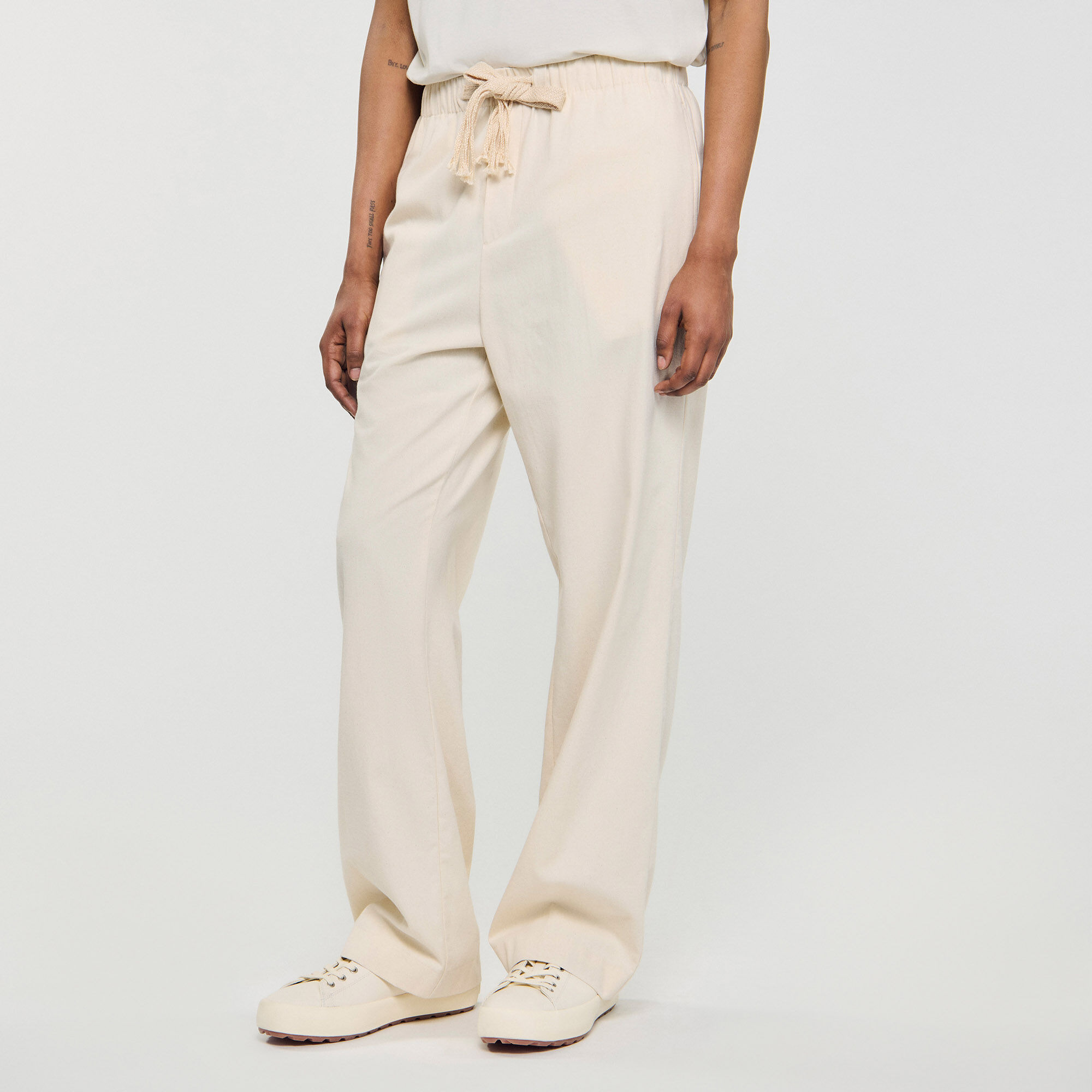 WIDE-LEG ELASTICATED COTTON TROUSERS - 4