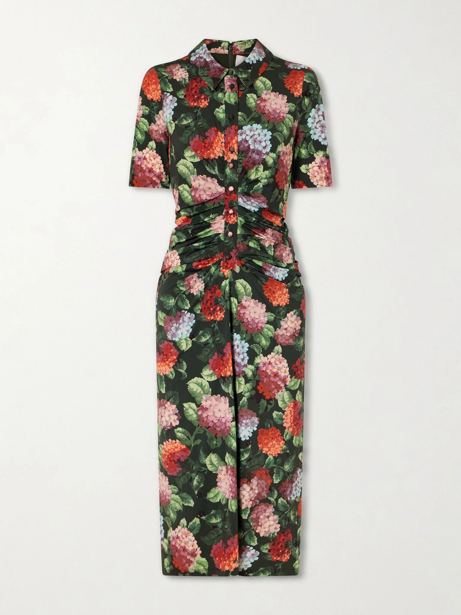 Floral-print ruched jersey midi dress Multi - 1
