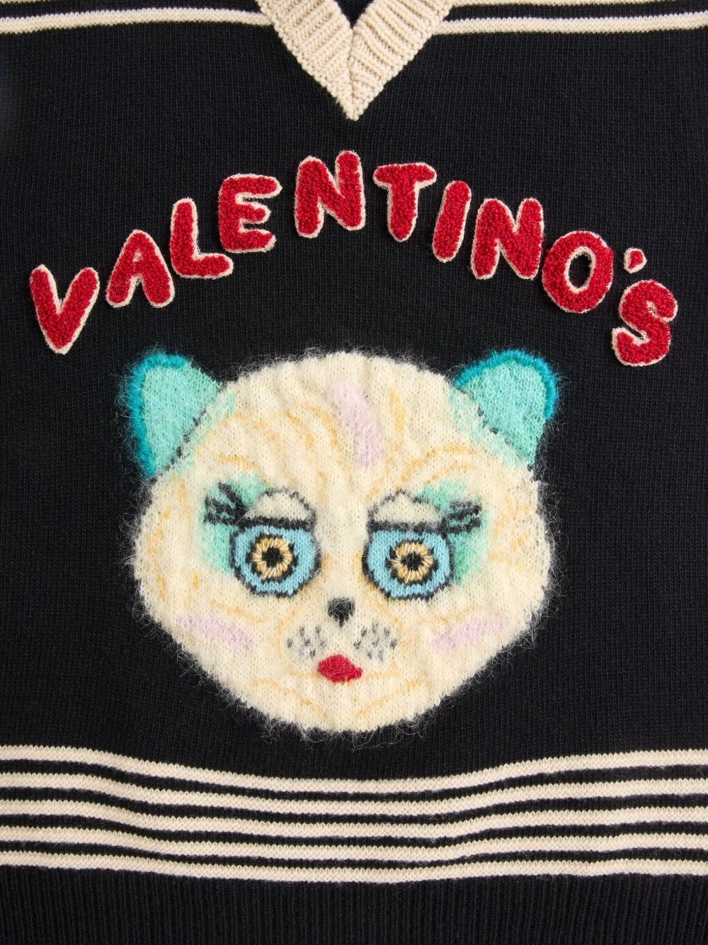 cat-motif stripe-detail vest - 7