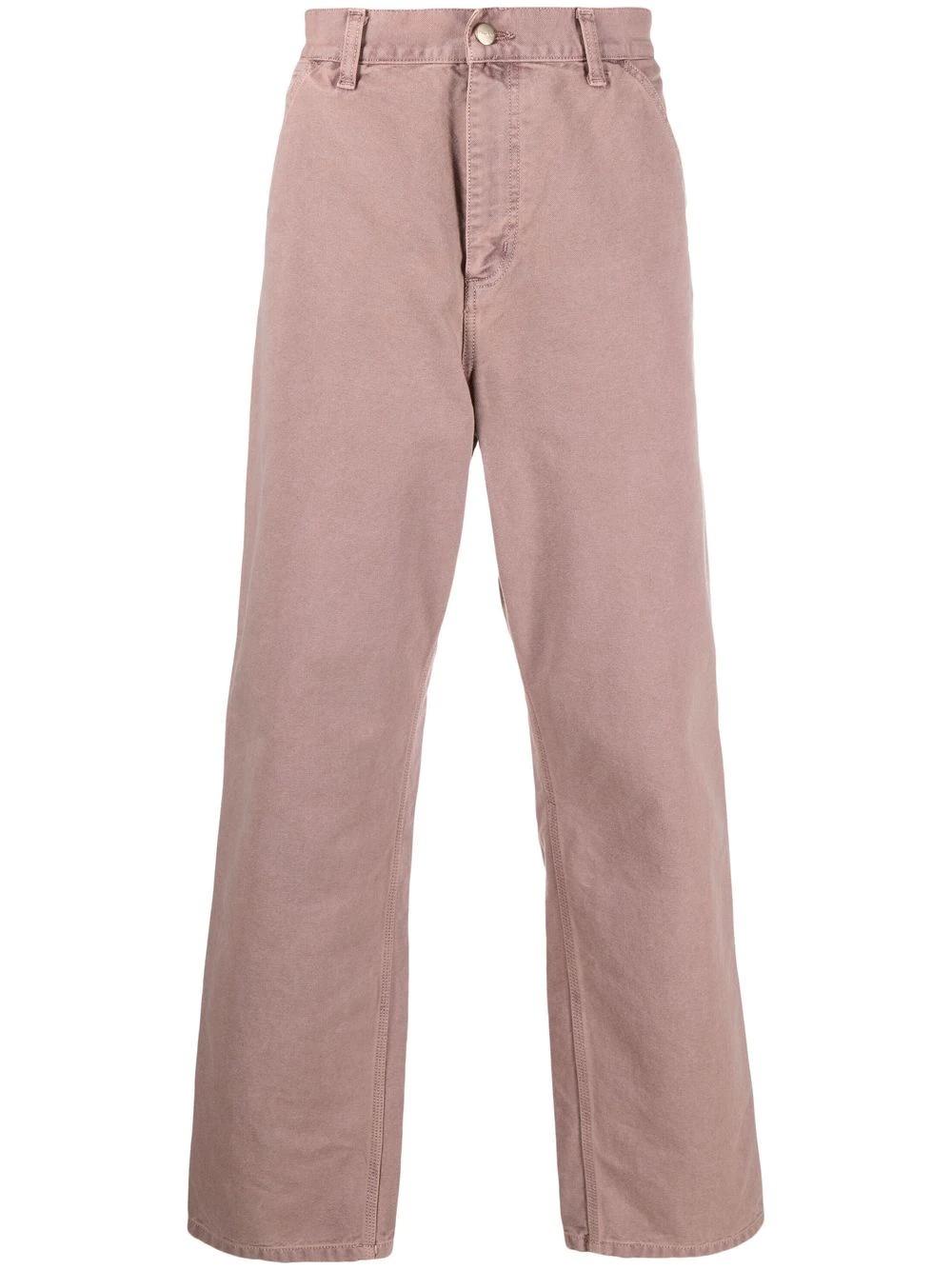 logo-patch straight leg trousers - 1