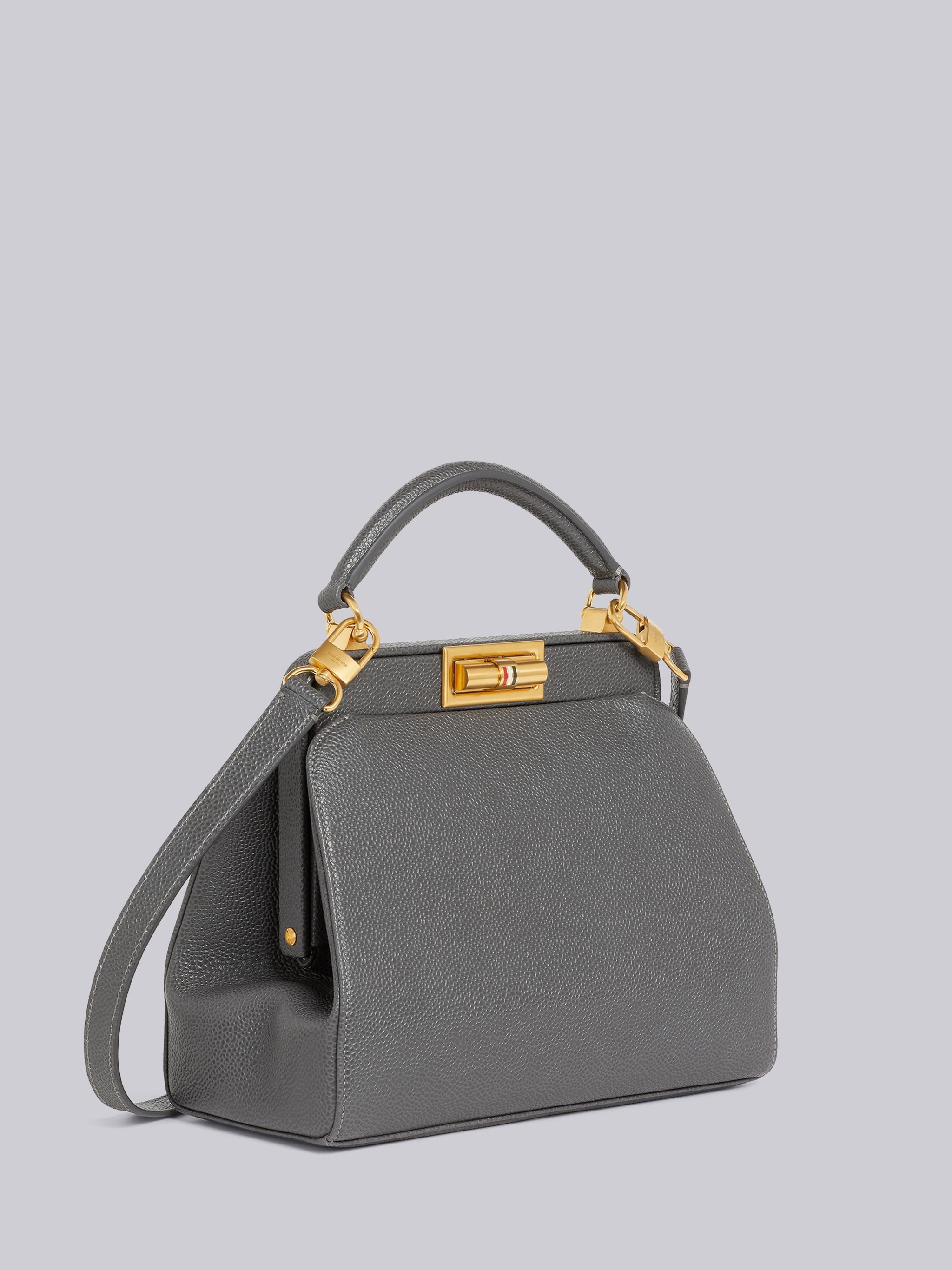 Dark Grey Pebble Grain Leather Small Doctor Bag - 3